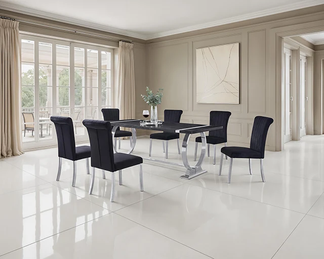 Horley 80" Dining Table, Silver Frame - Image 2