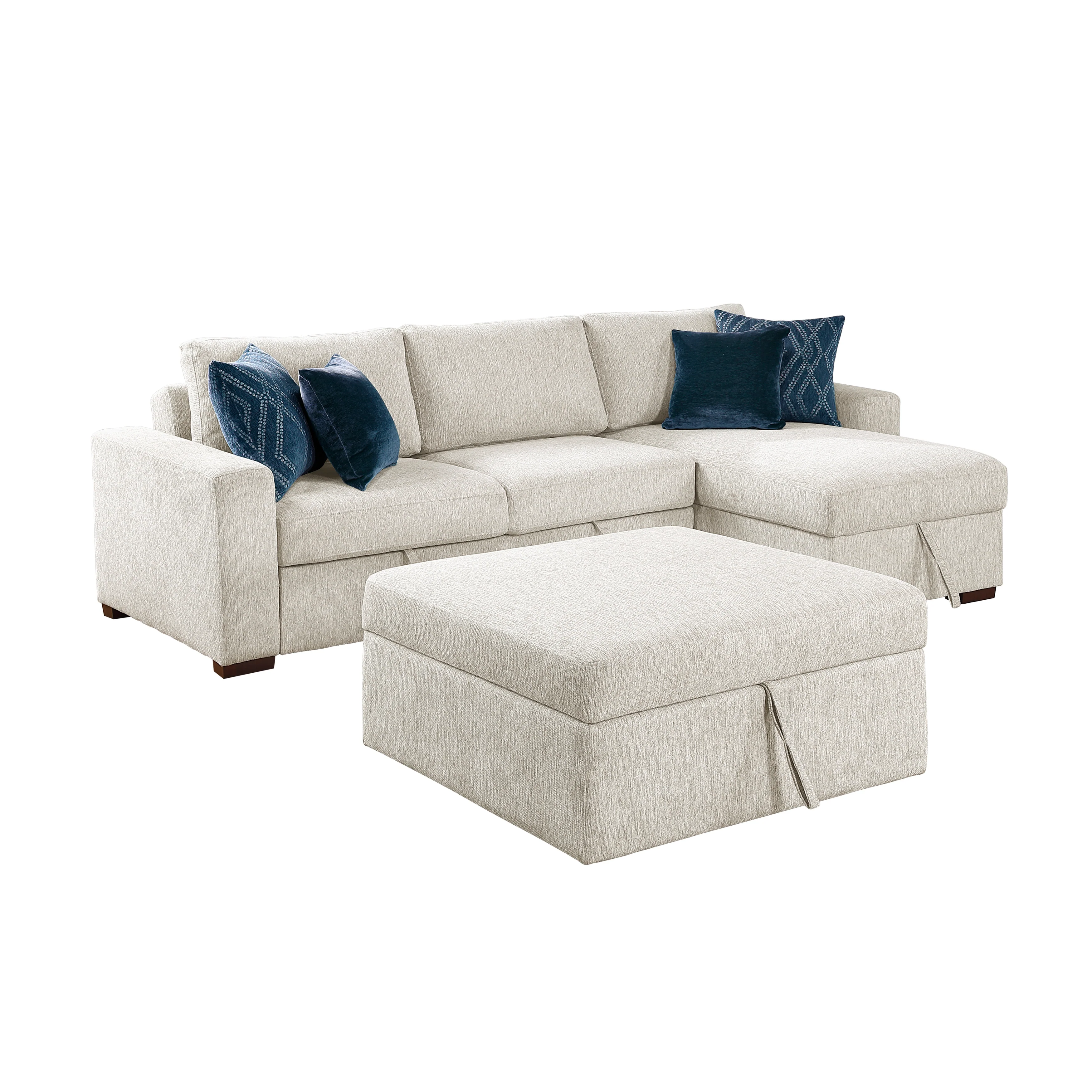 Isla 3-piece Sectional With Reversible Chaise, Pull-out Bed, Hidden Storage And Ottoman, Click Motion Back - Image 10
