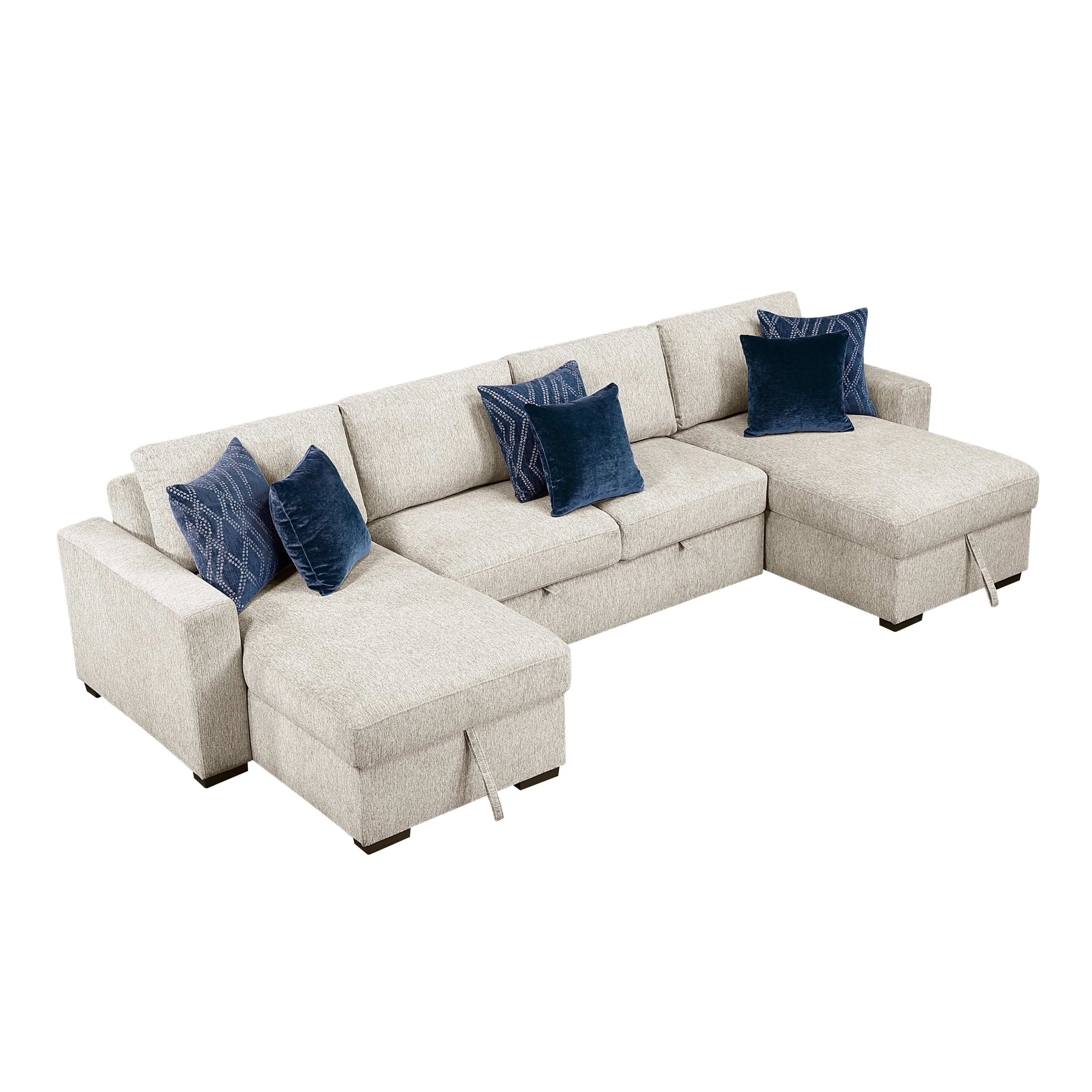Isla 3-piece Sectional With Reversible Chaises, Pull-out Bed And Hidden Storage, Click Motion Back - Image 6