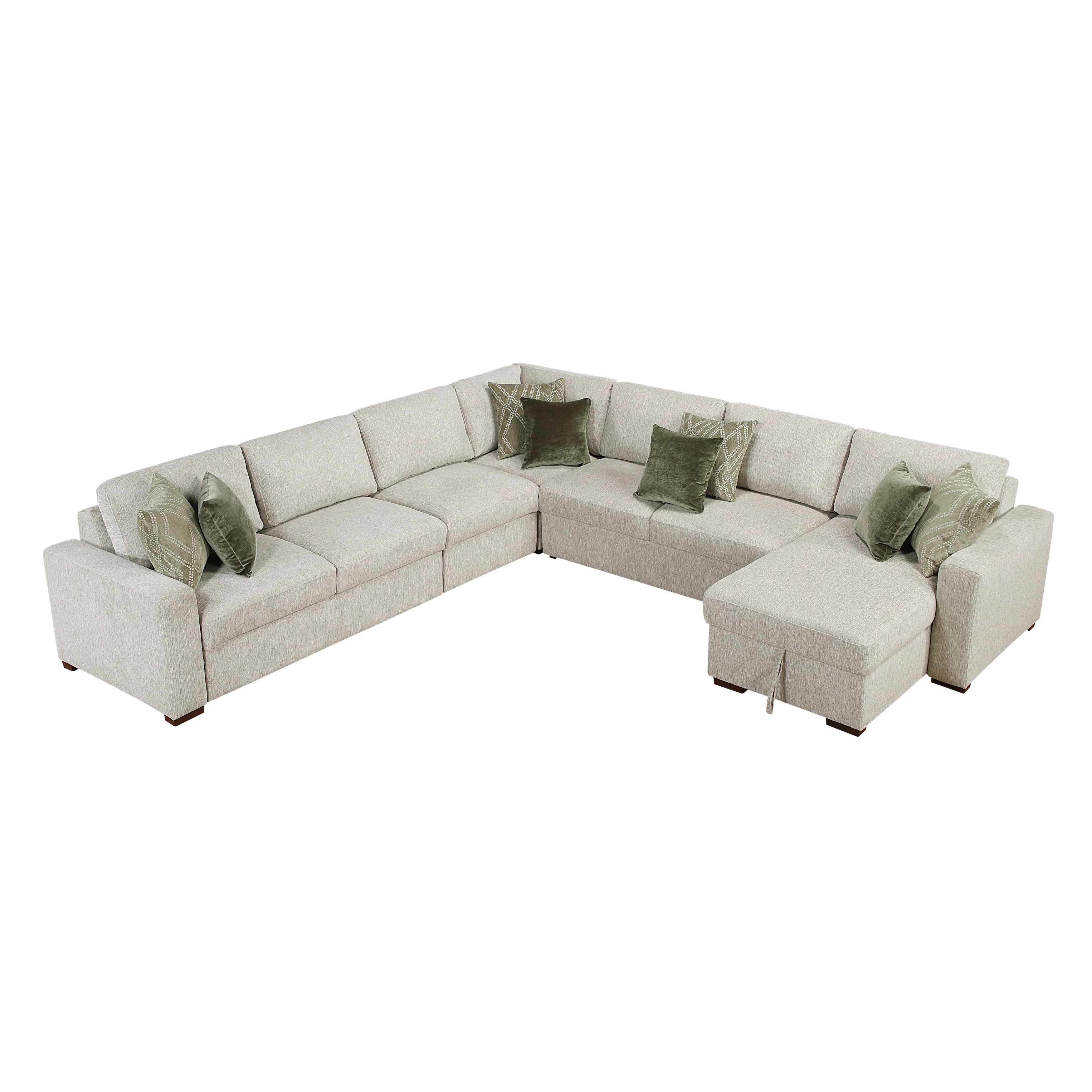 Isla 5-piece Sectional With Convertible And Reversible Chaise, Hidden Storage, Click Motion Back