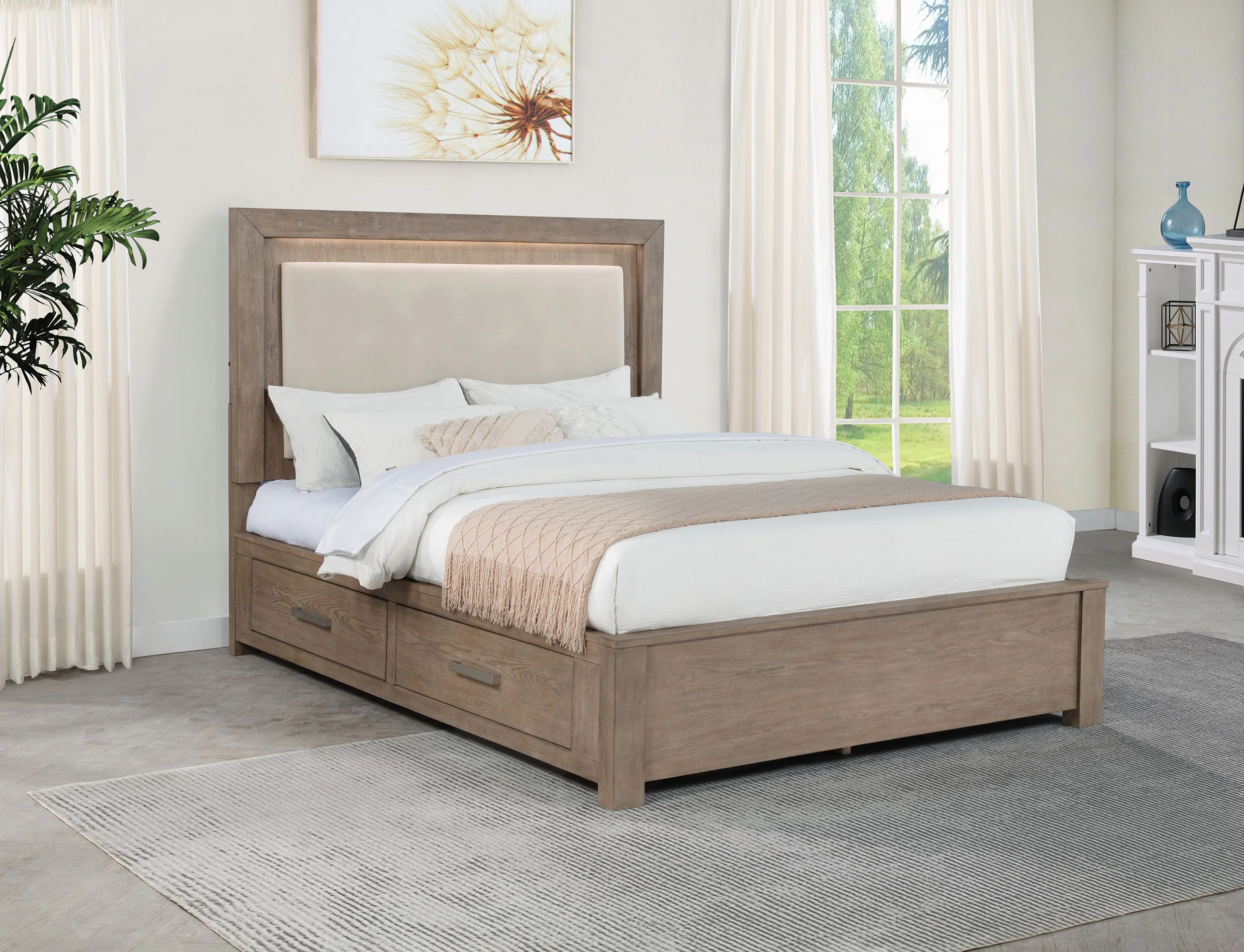 Kenora Panel Platform Storage Bed with LED Lighting - Image 2