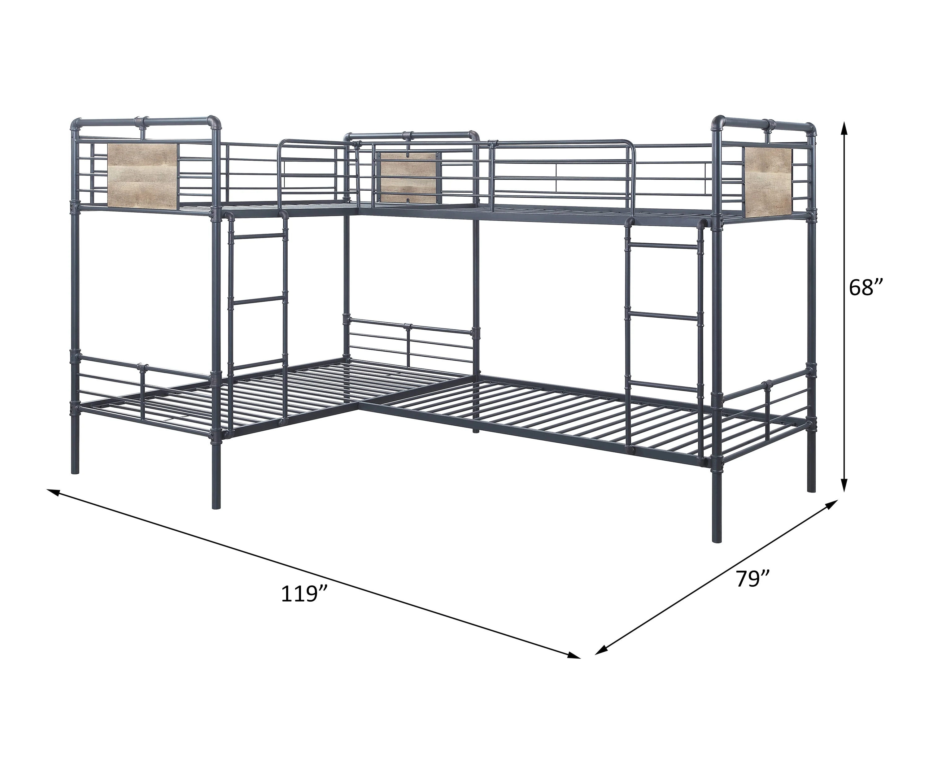 L Shape Bunk Bed (T/T/T/T) - Image 2