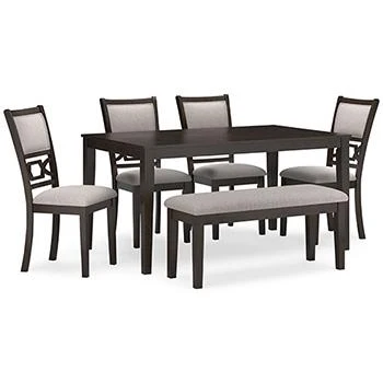 Langwest Dining Table and 4 Chairs and Bench (Set of 6) - Image 3