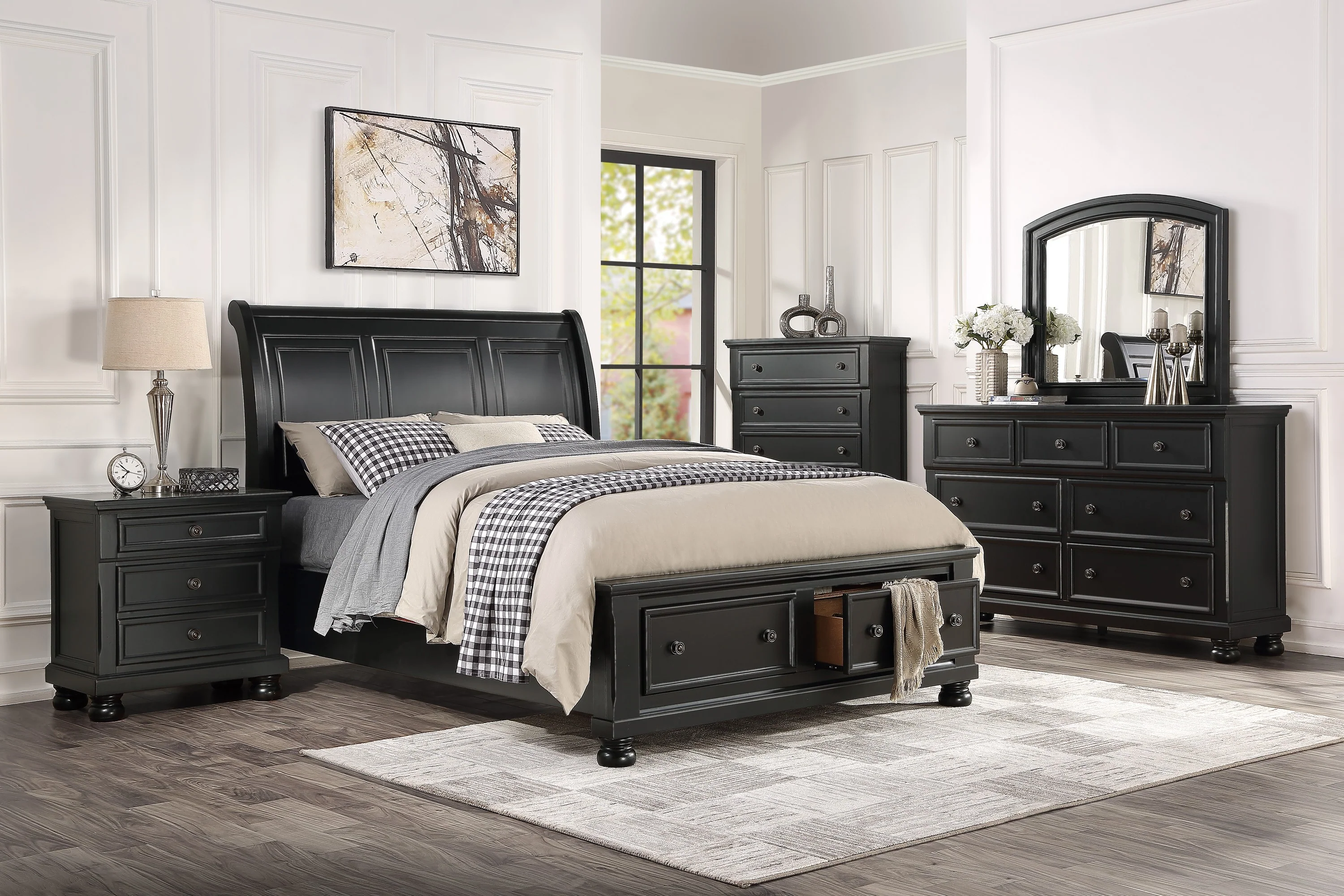 Laurelin (3)California King Sleigh Platform Bed with Footboard Storage - Image 2