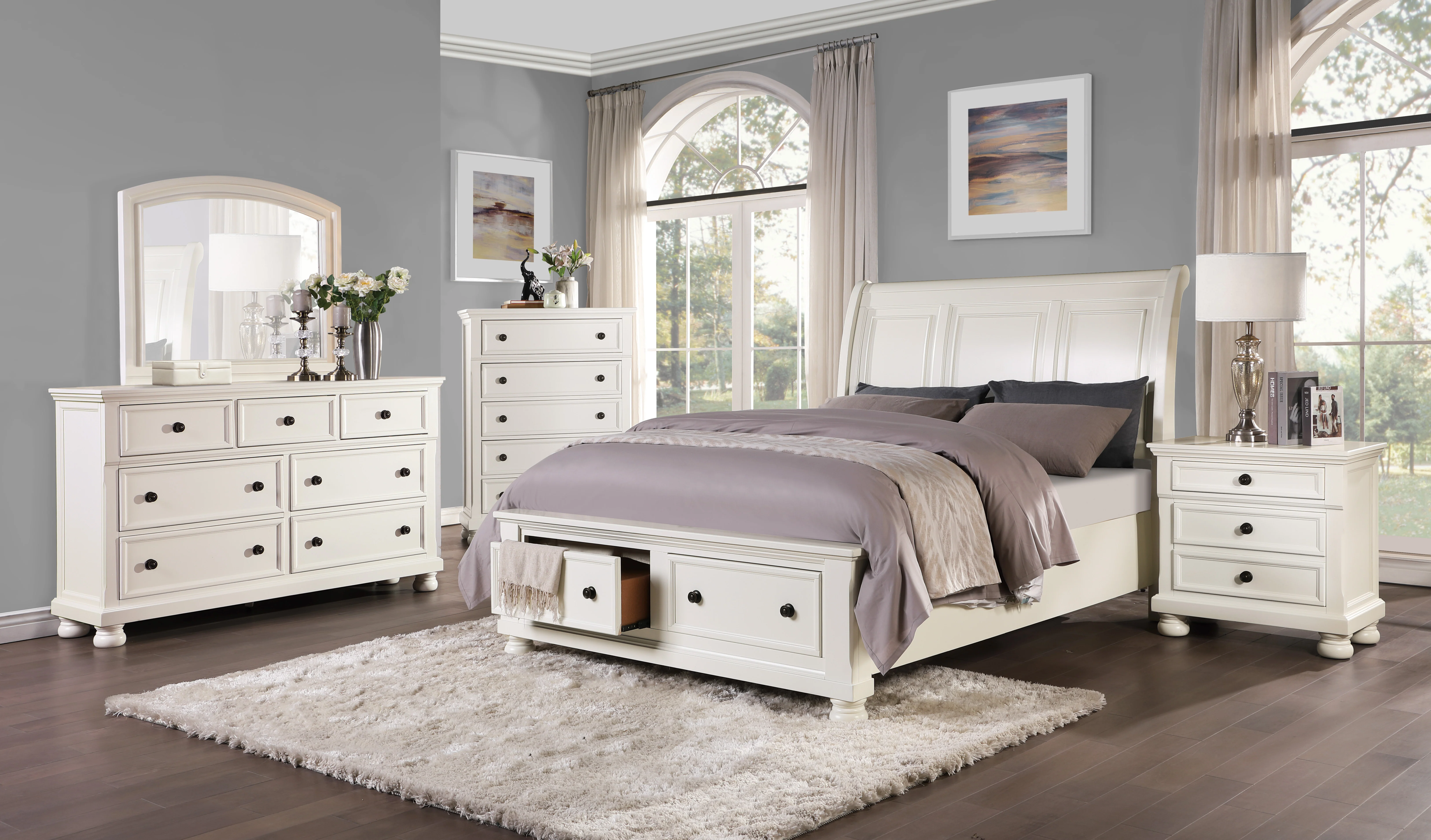 Laurelin Sleigh Platform Bed With Footboard Storage - Image 5