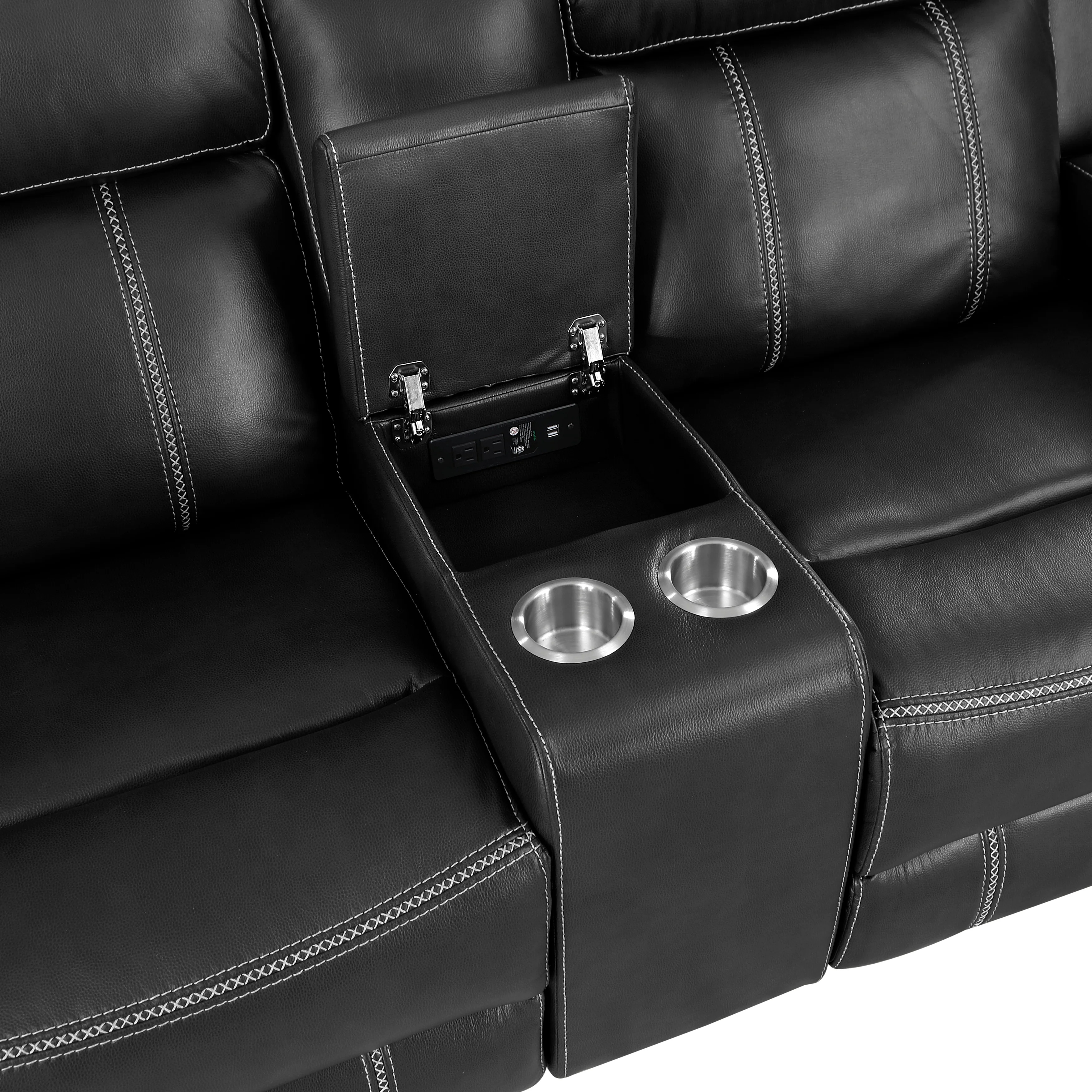 Littleton Double Reclining Love Seat With Center Console, Receptacles And USB Ports - Image 5