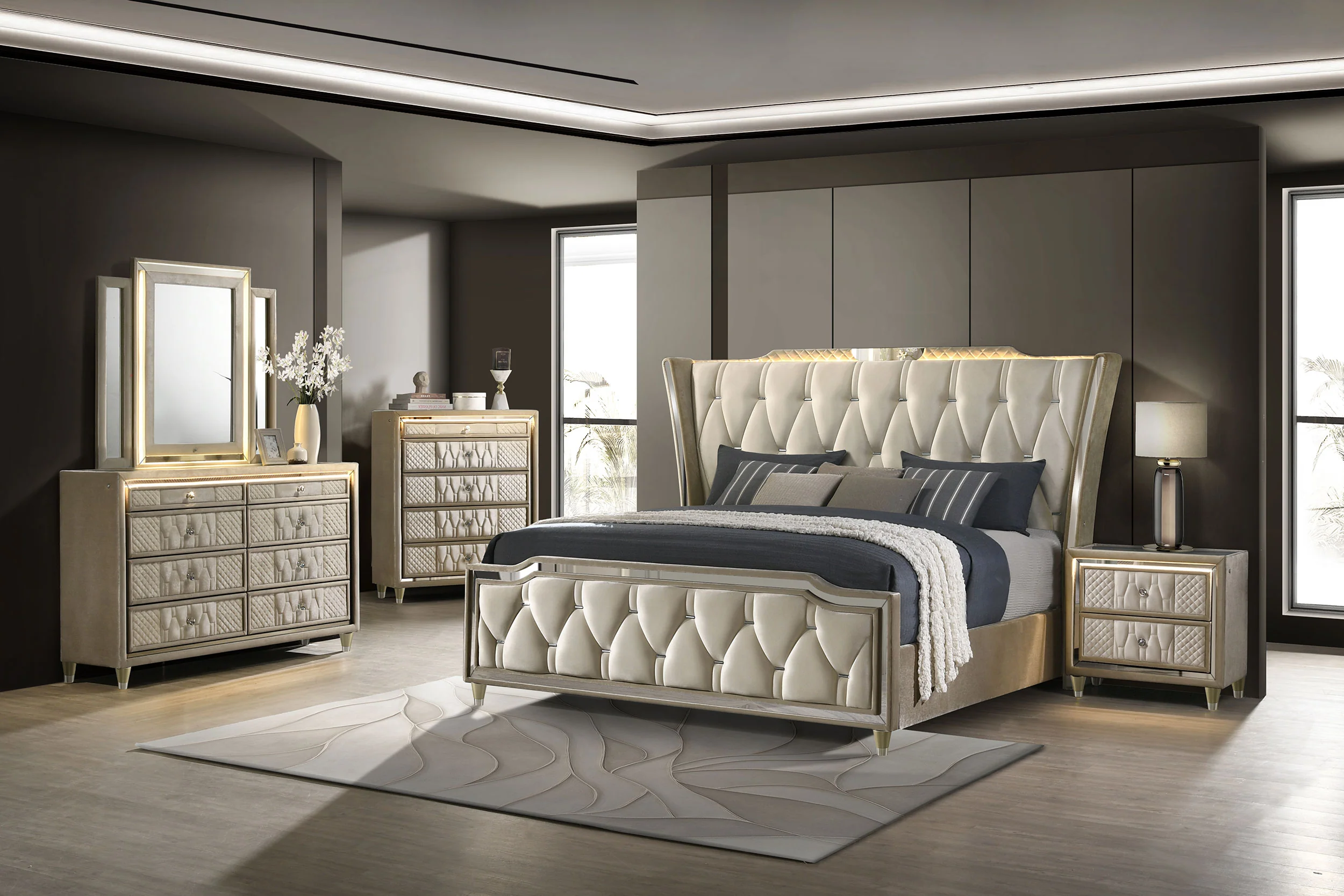 Lorient Wingback Bed with LED Lighting - Image 13