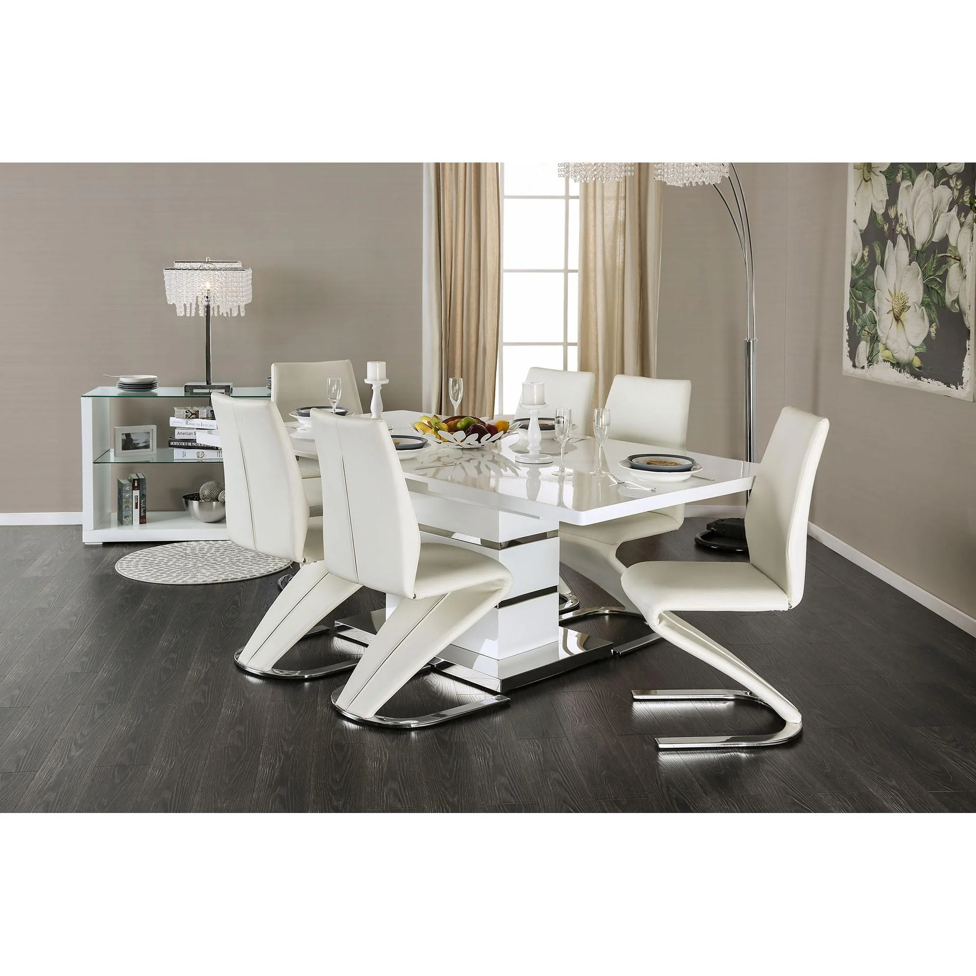 Midvale White/Chrome Dining Table - Image 2