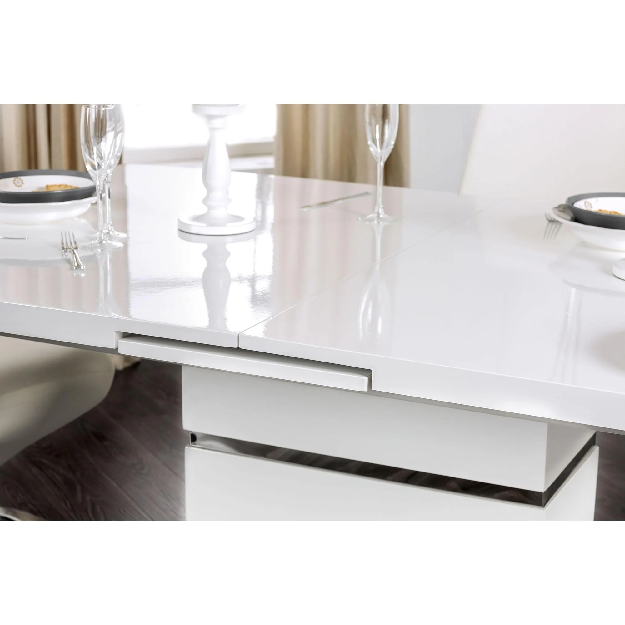 Midvale White/Chrome Dining Table - Image 4