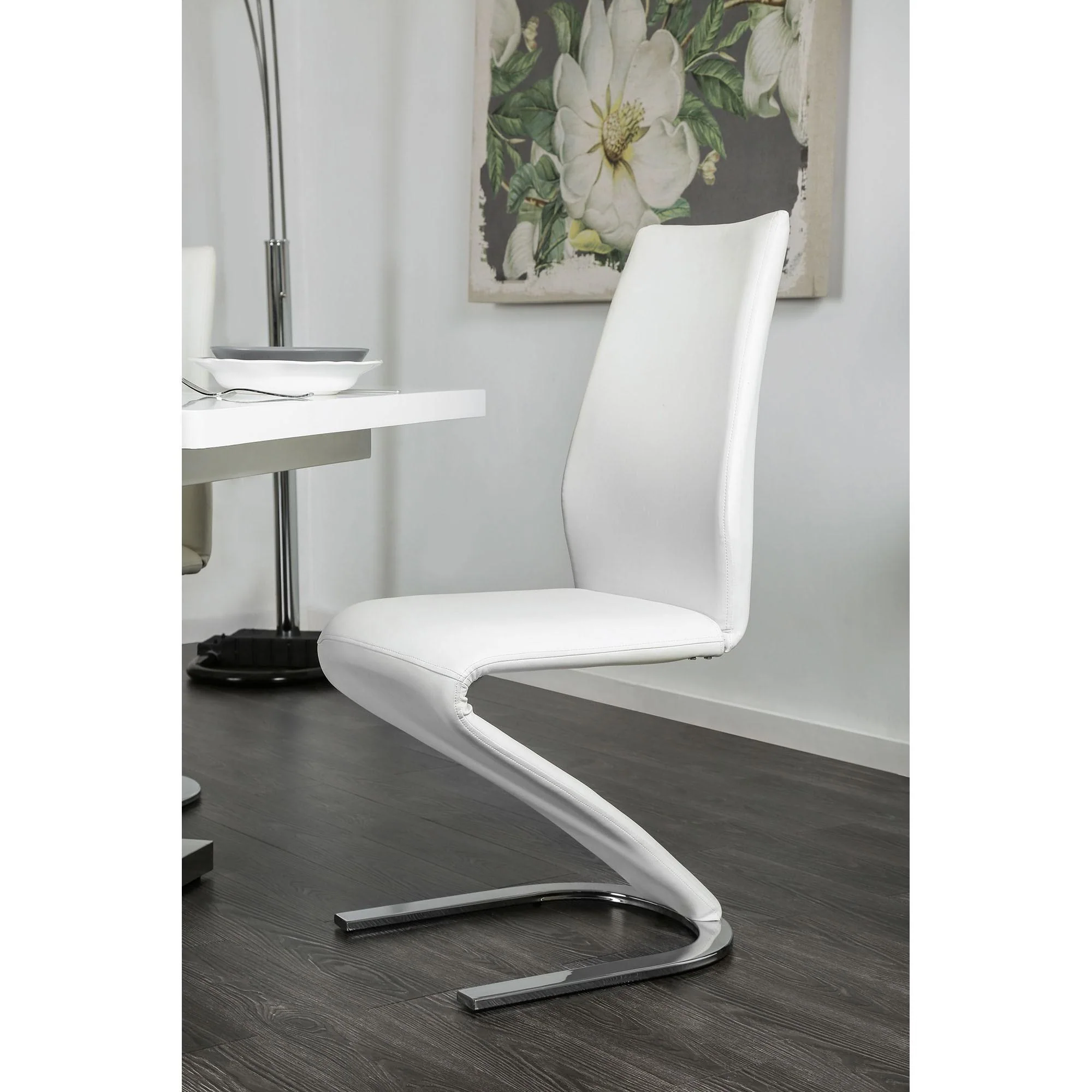 Midvale White/Chrome Dining Table - Image 5