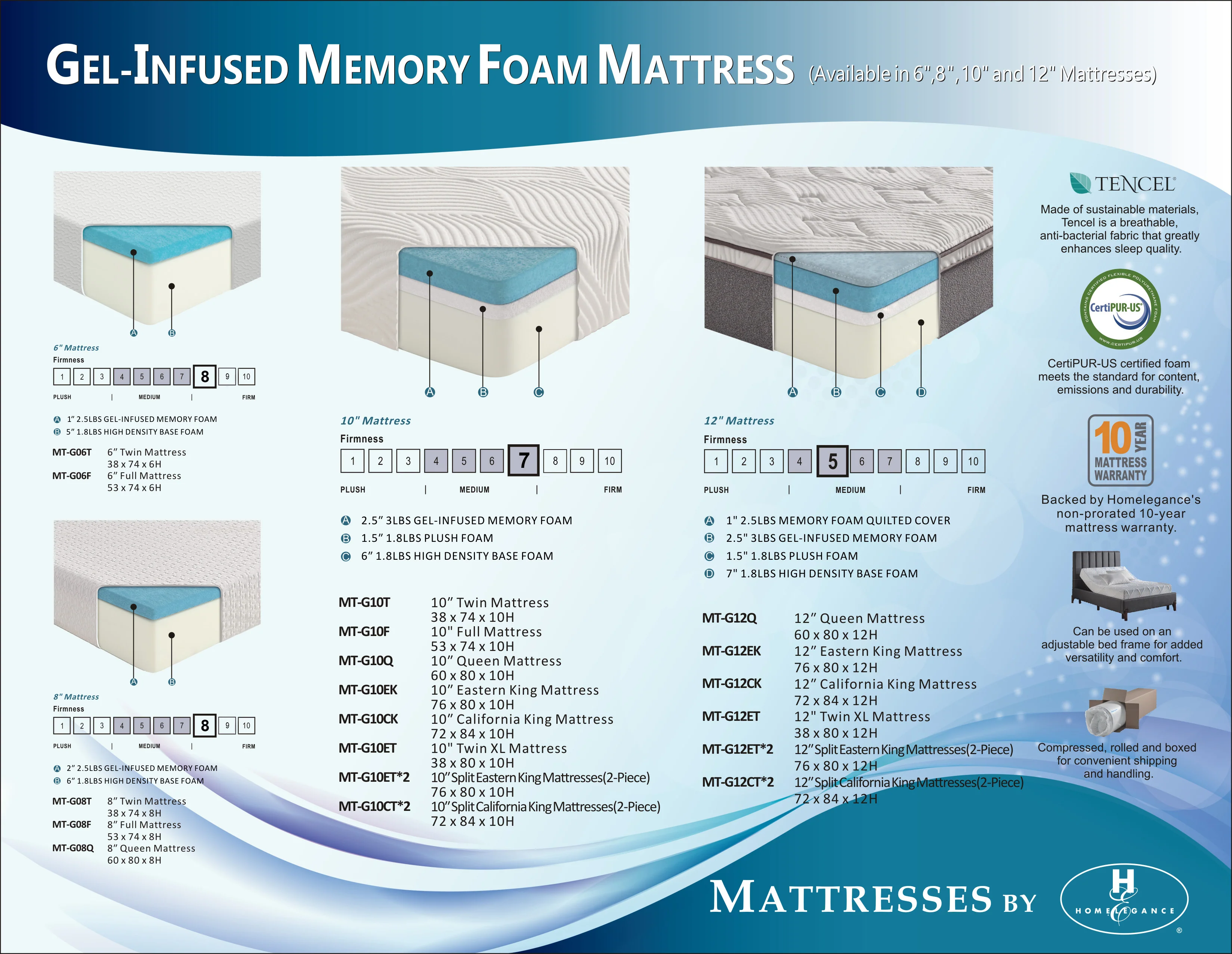 MT-G10CK - 10" California King Gel-Infused Memory Foam Mattress - Image 4