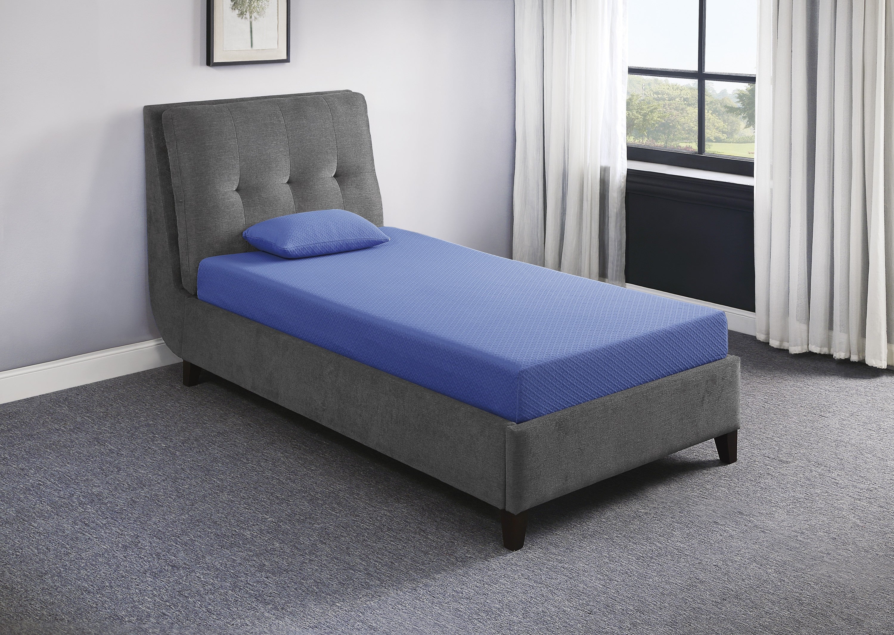 MT-PG07BLF - 7" Blue Full Gel-Infused Memory Foam Mattress and Pillow Set - Image 5