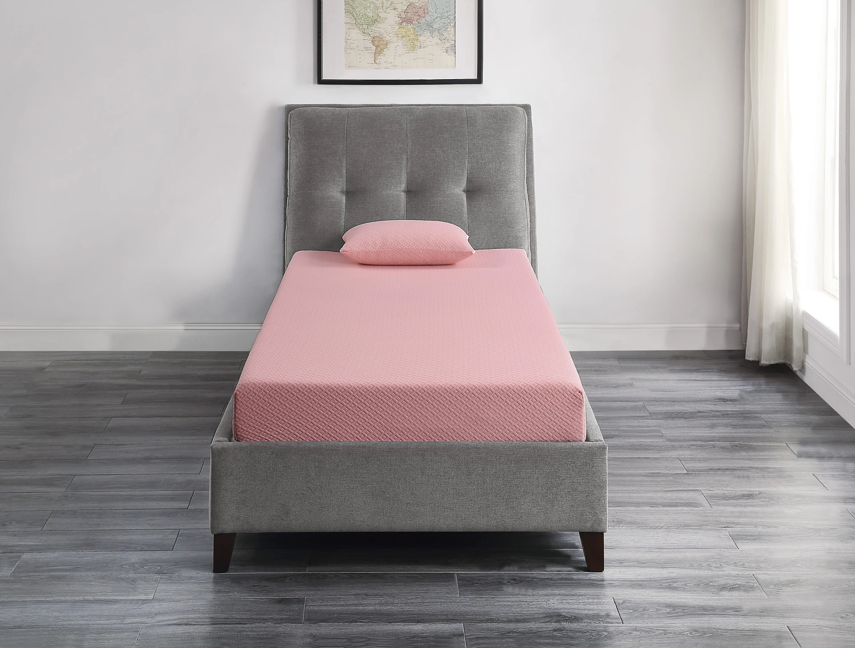 MT-PG07PKT - 7" Pink Twin Gel-Infused Memory Foam Mattress and Pillow Set - Image 5