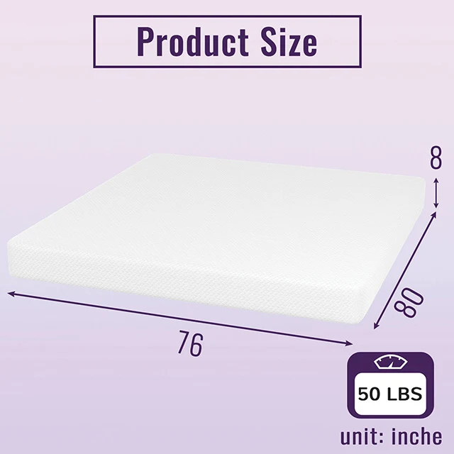 Nasturtium 8" E.King Bamboo Charcoal Infused Memory Foam - Image 4