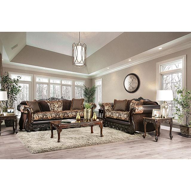 Newdale Brown/Gold Love Seat - Image 2