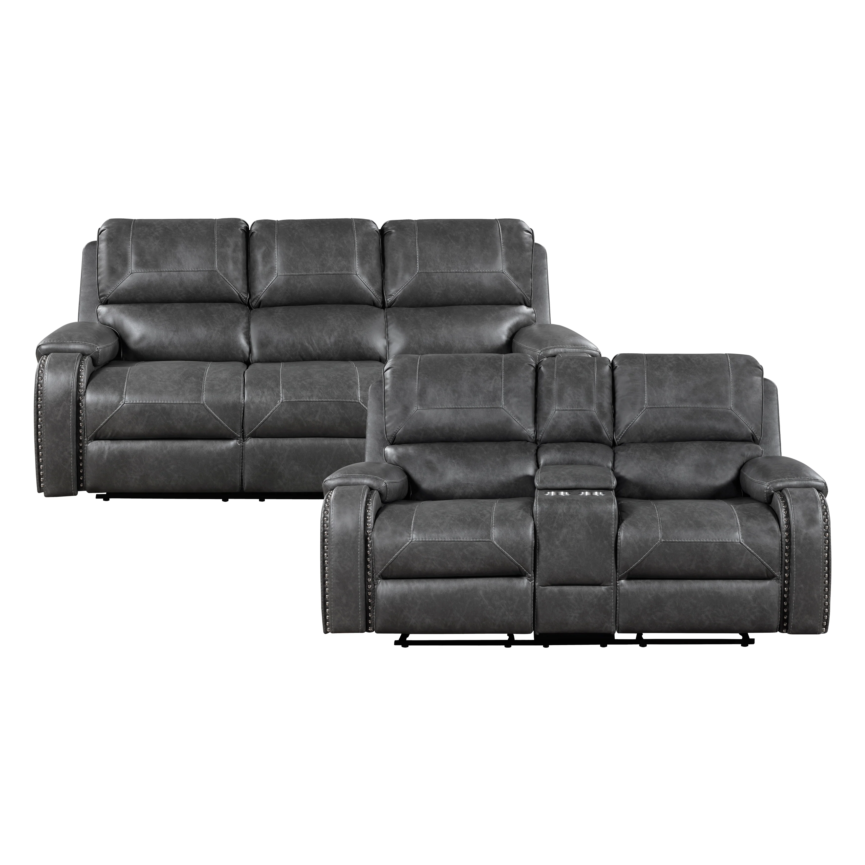 Newnan 2pc Set: Sofa, Love (8549GRY)