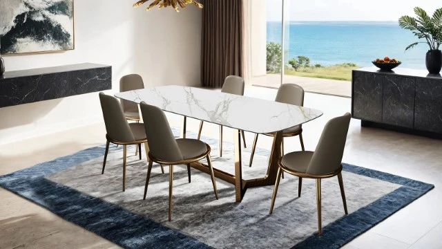 Norelli 7 Pc Dining Table Set Gold - Image 2