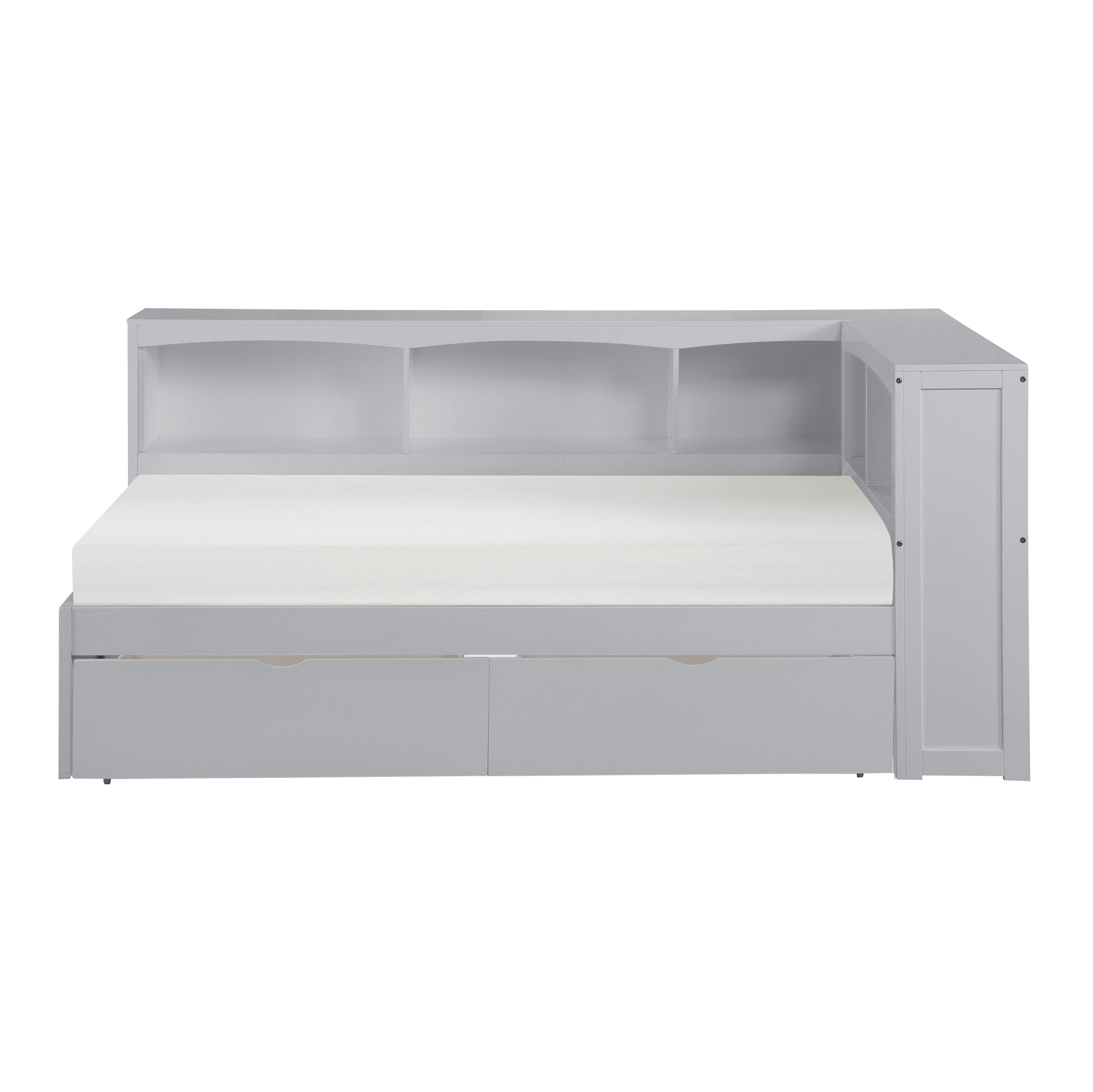 Orion Twin Bookcase Corner Platform Bed With Storage Boxes - Image 2