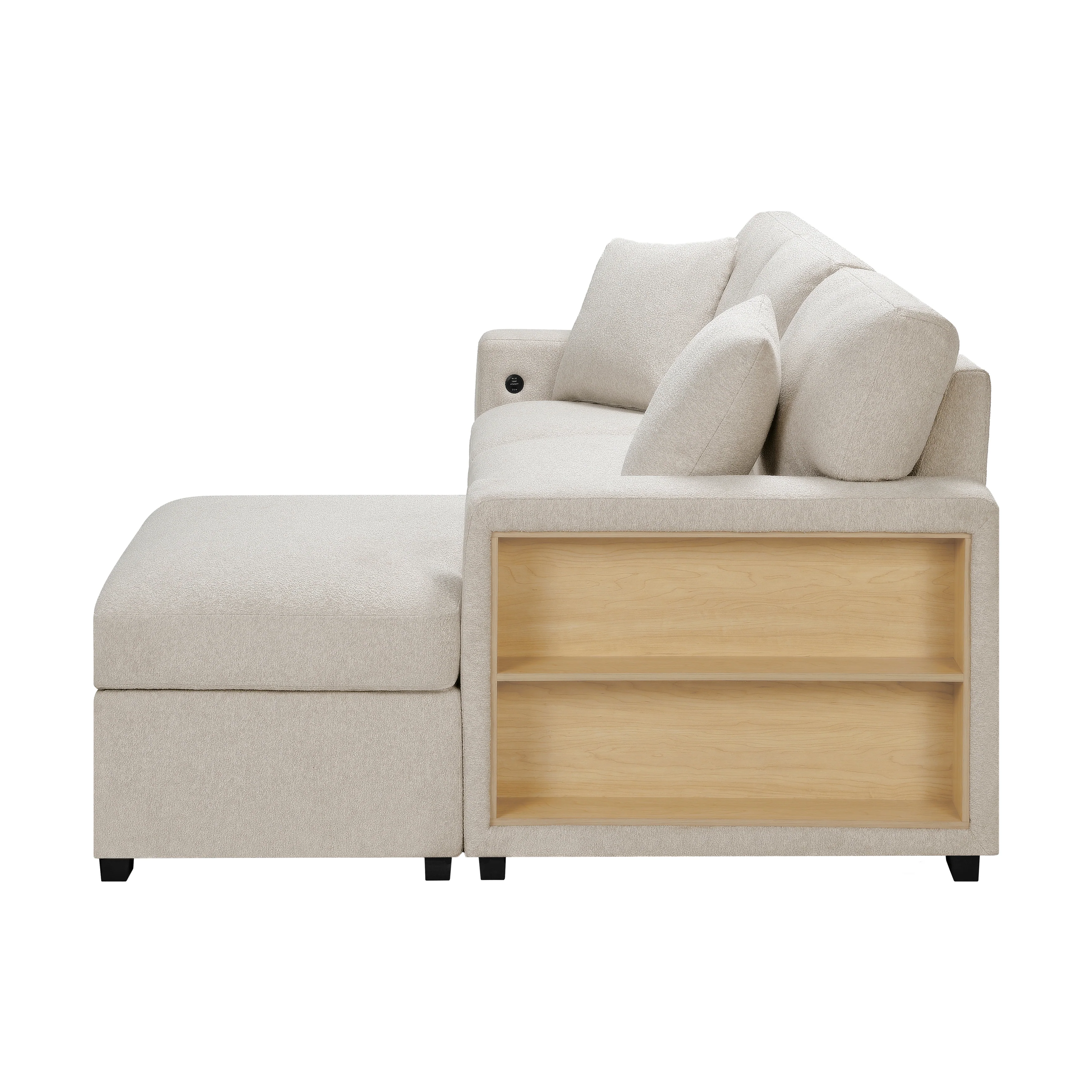 Pompano sectional With Right Chaise, Pull-out Bed, Hidden Storage And Shelves, Charging Ports - Image 4