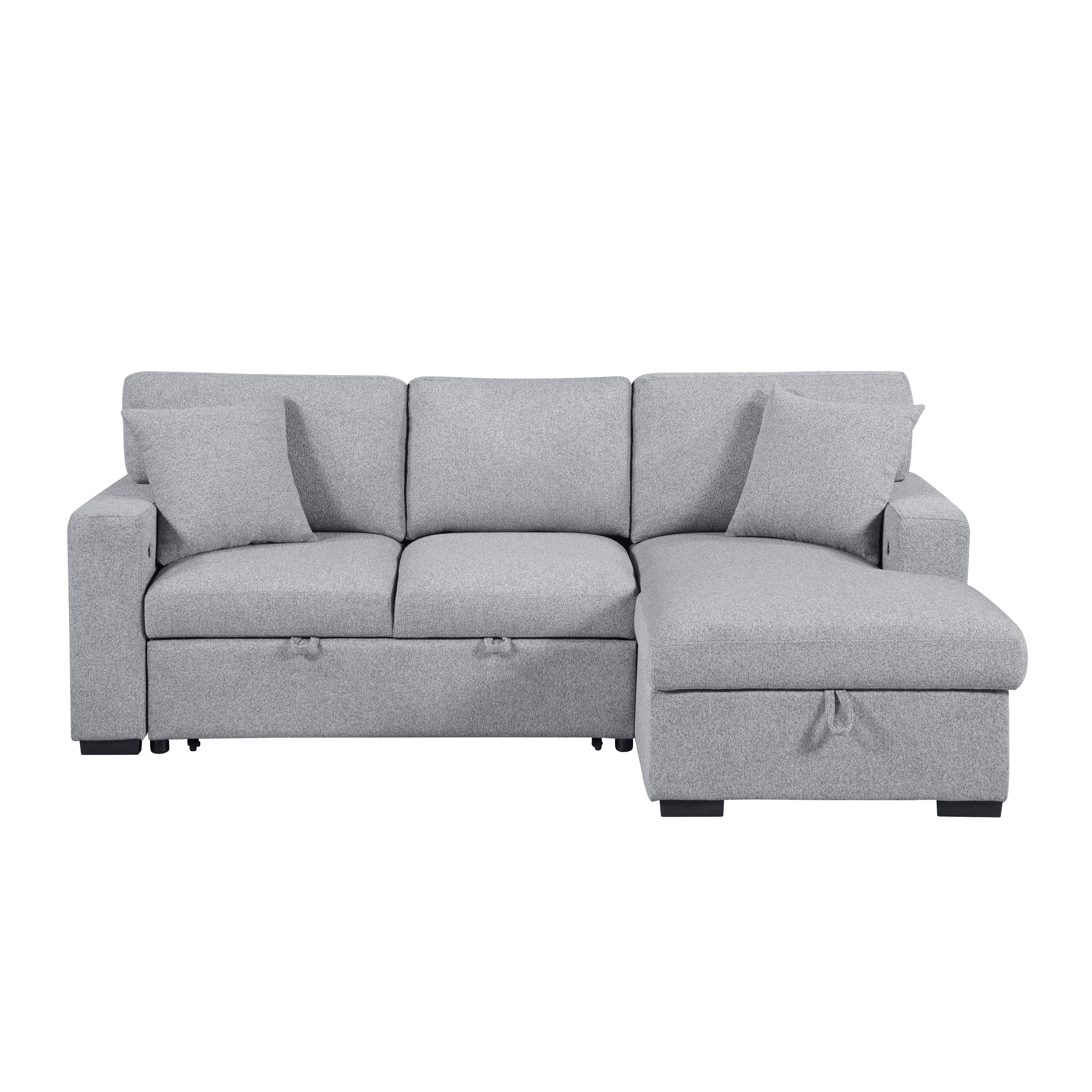 Pompano sectional With Right Chaise, Pull-out Bed, Hidden Storage And Shelves, Charging Ports - Image 5