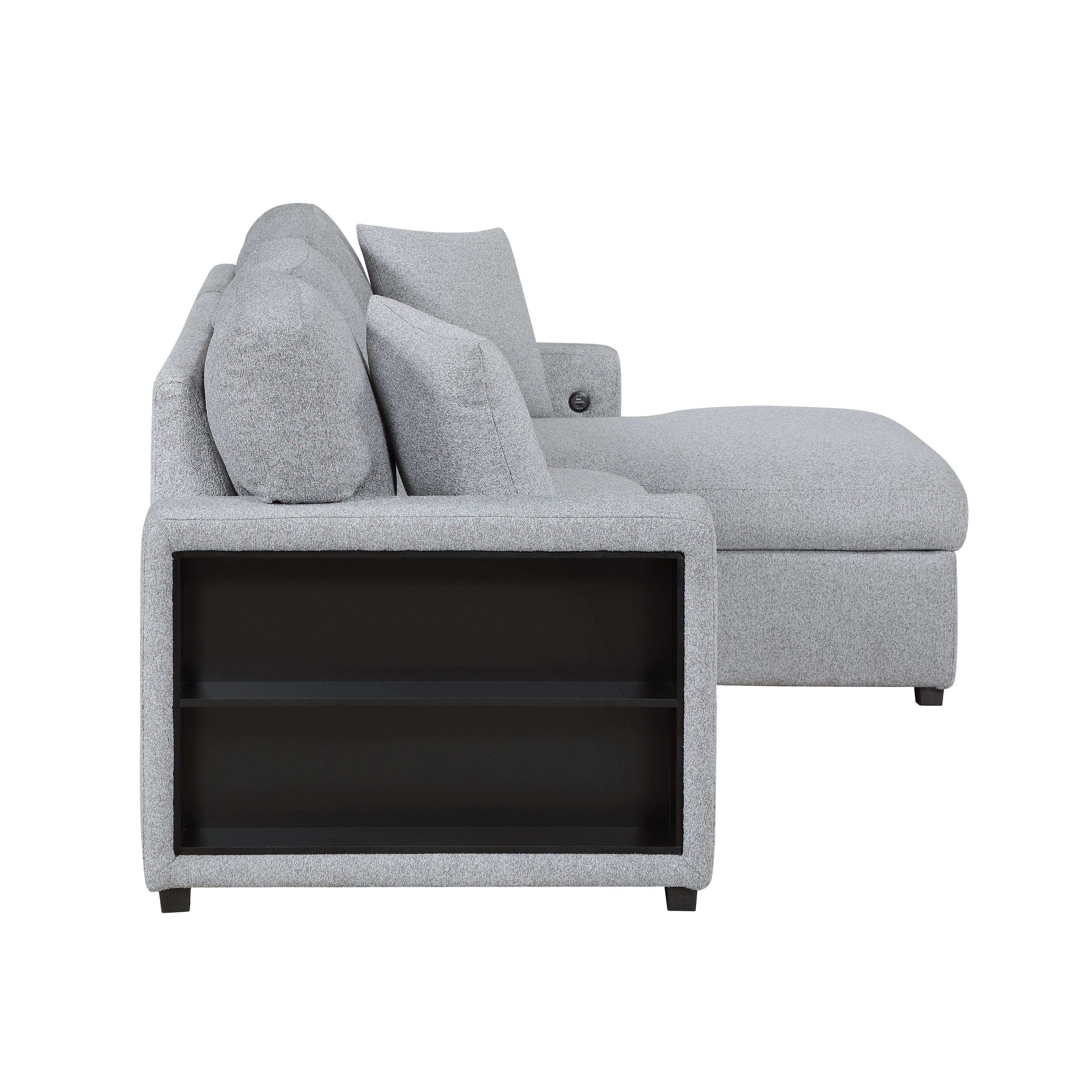 Pompano sectional With Right Chaise, Pull-out Bed, Hidden Storage And Shelves, Charging Ports - Image 7