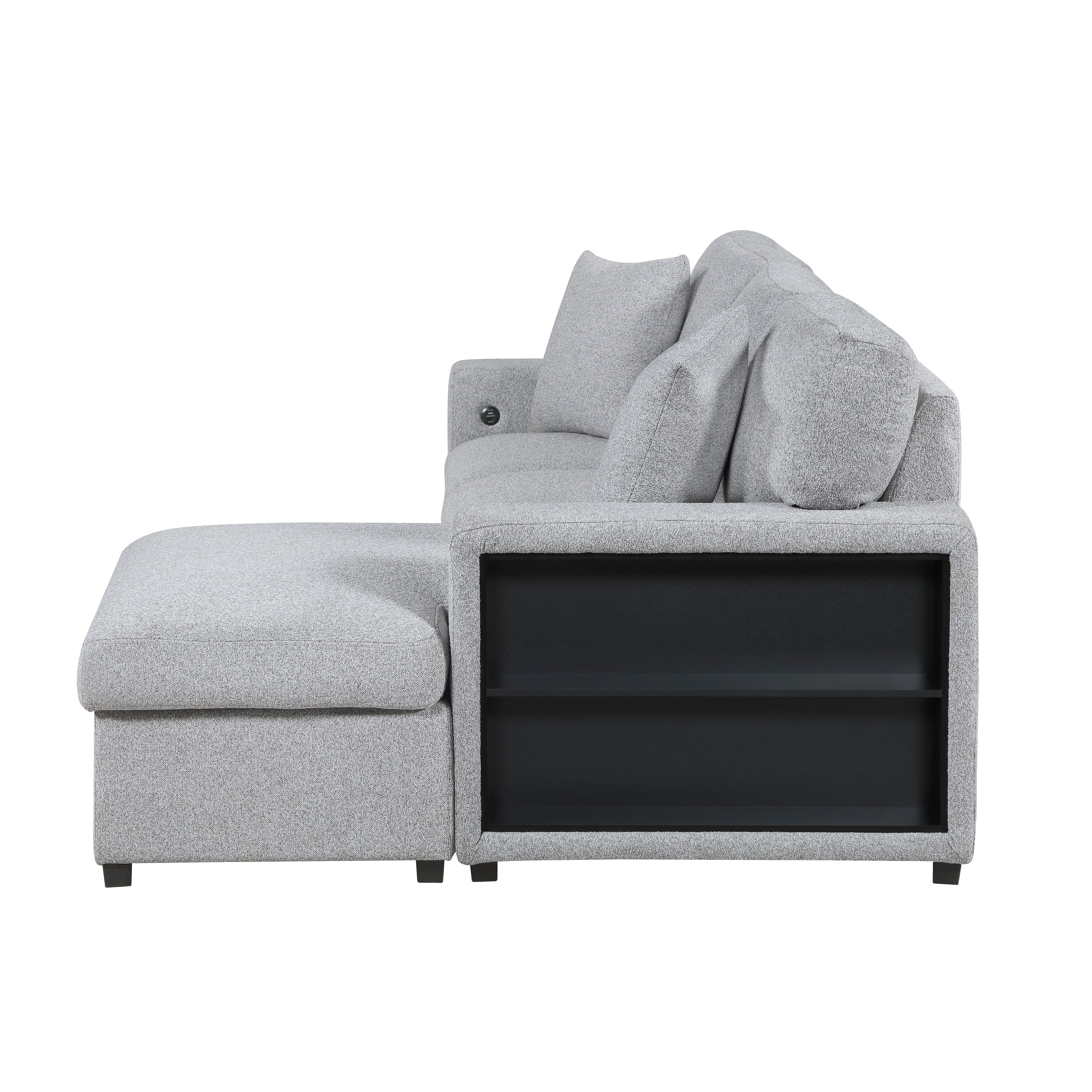 Pompano sectional With Right Chaise, Pull-out Bed, Hidden Storage And Shelves, Charging Ports - Image 8