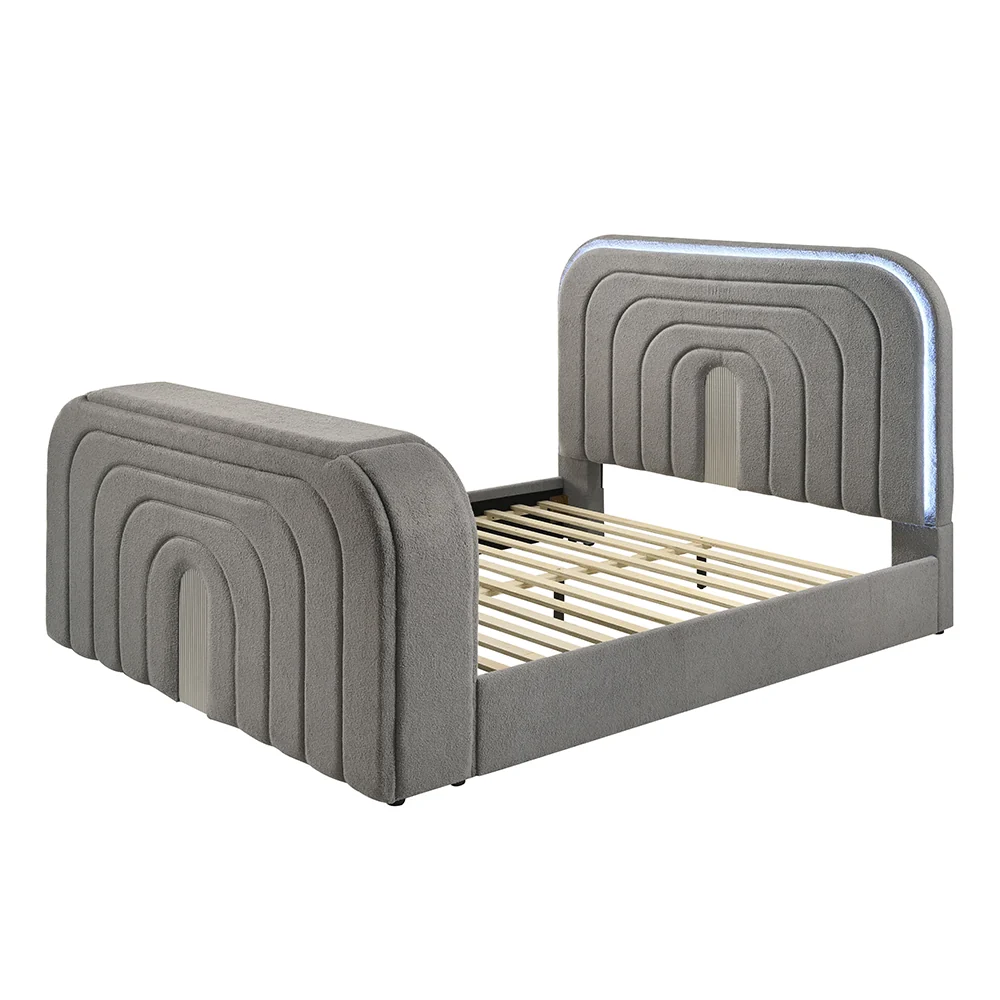 Queen Bed w/Led, TV Stand, Fireplace & Bluetooth - Image 2