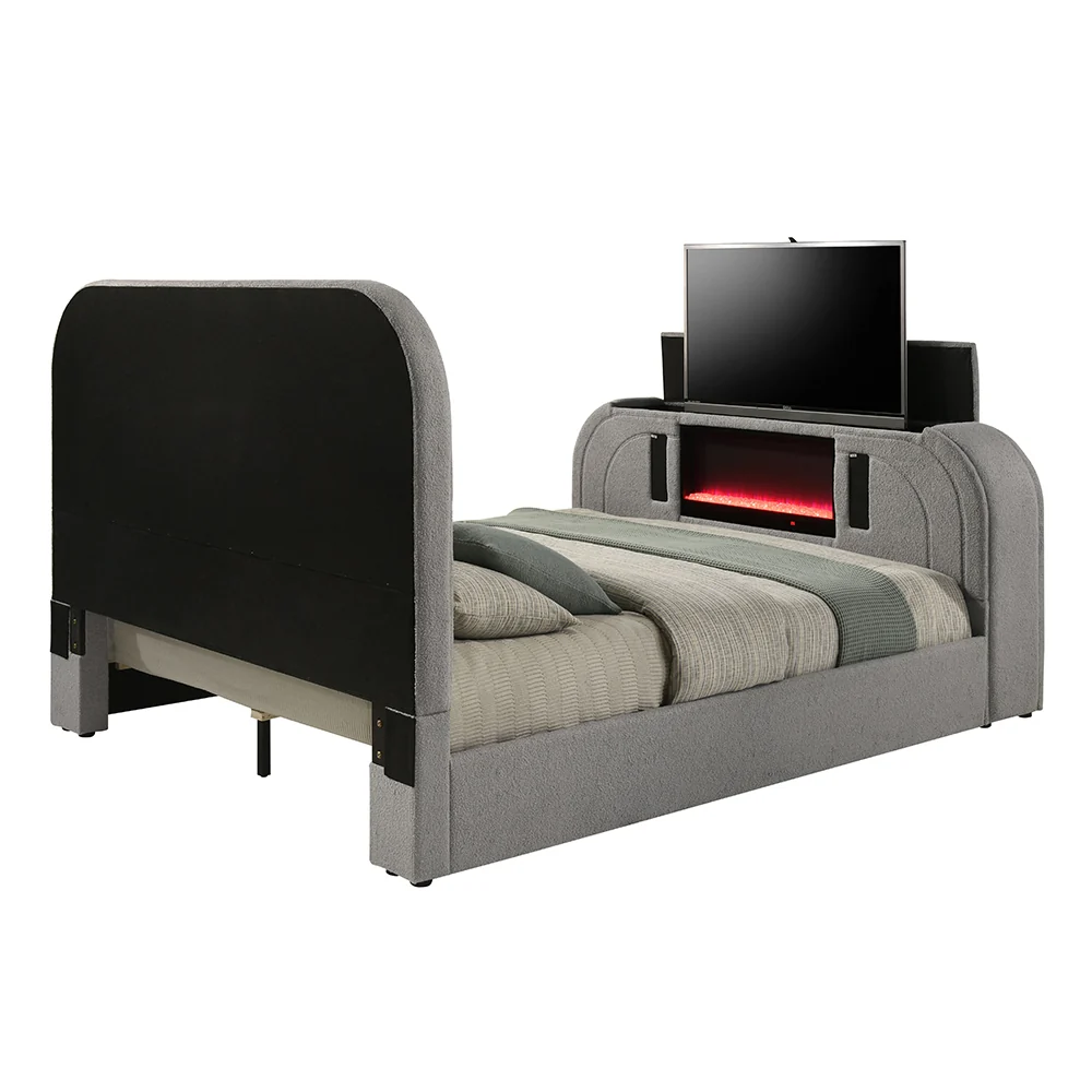 Queen Bed w/Led, TV Stand, Fireplace & Bluetooth - Image 3