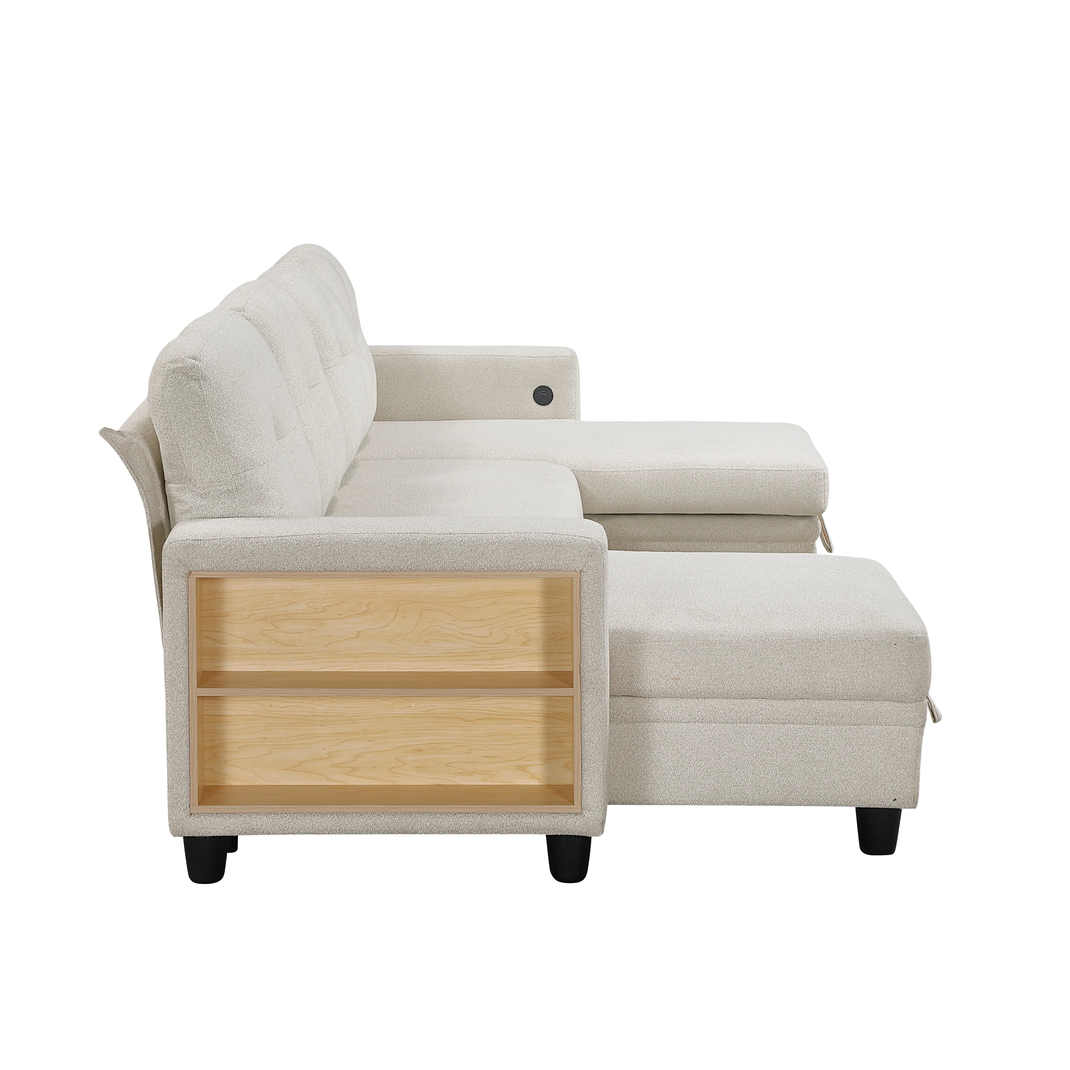 Robinson sectional With Two Chaises, Pull-out Bed, Shelves And Charging Ports - Image 6