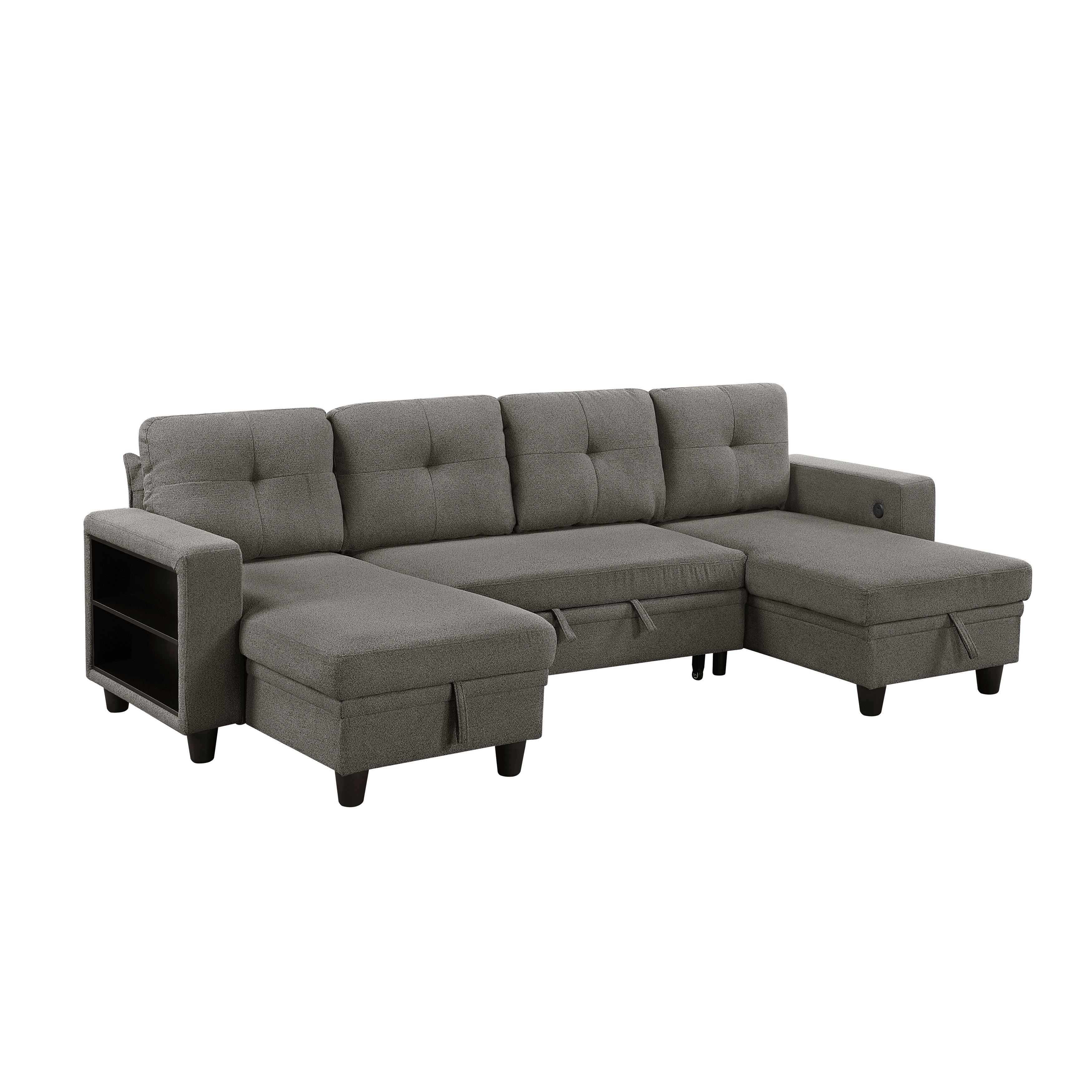Robinson sectional With Two Chaises, Pull-out Bed, Shelves And Charging Ports - Image 8