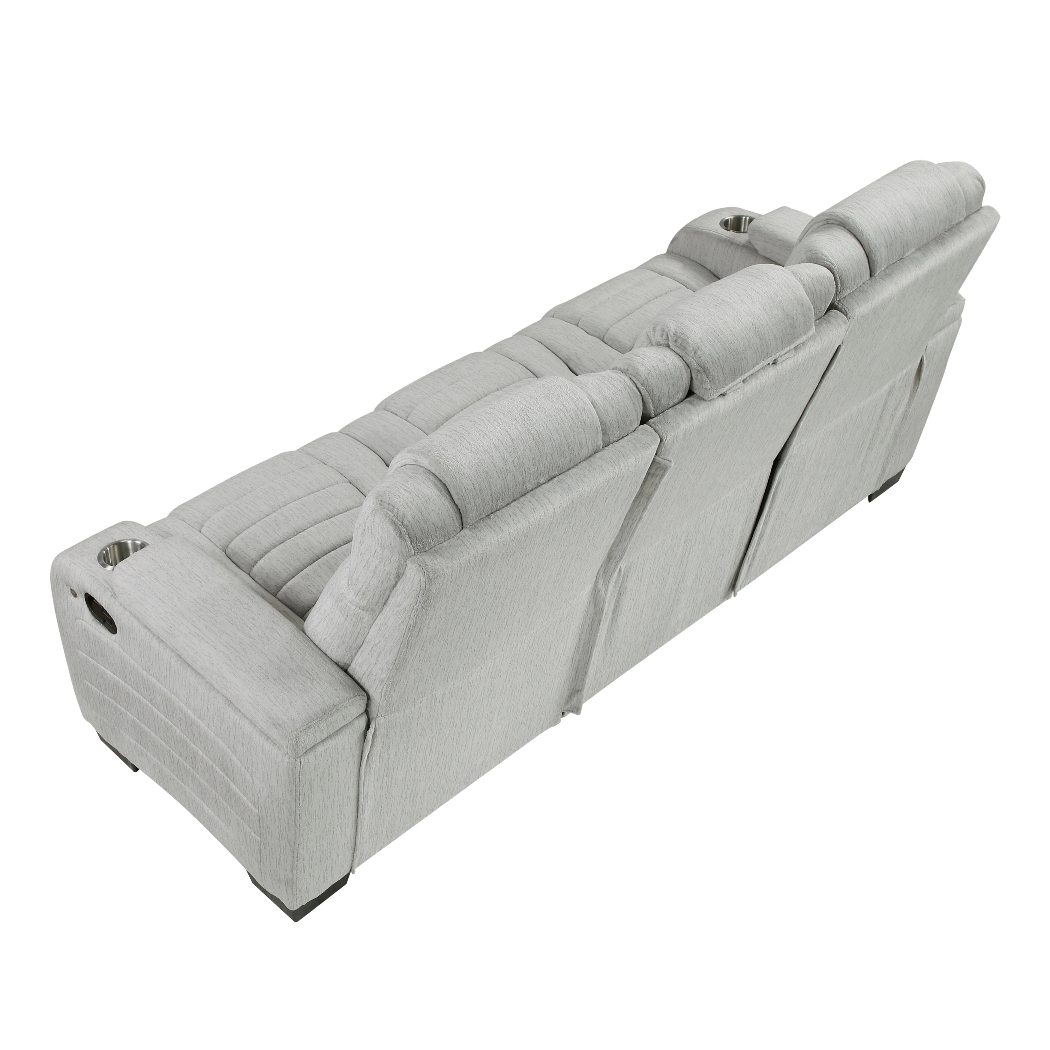 Ronan Double Reclining Sofa With Center Drop-down Cup Holders, Storage Arms, Cup Holders, Reading Lights, Magazine Bag, Receptacles, Charging Ports And LED - Image 3