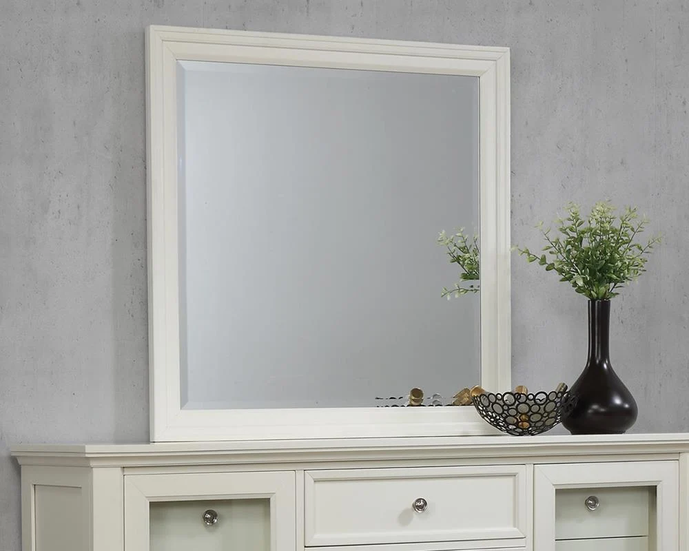 Sandy Beach Rectangular Dresser Mirror Cream White - Image 2