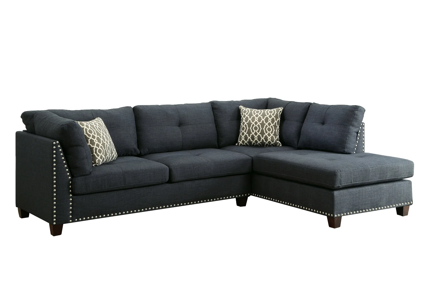Sectional Sofa & Ottoman w/2 Pillows
