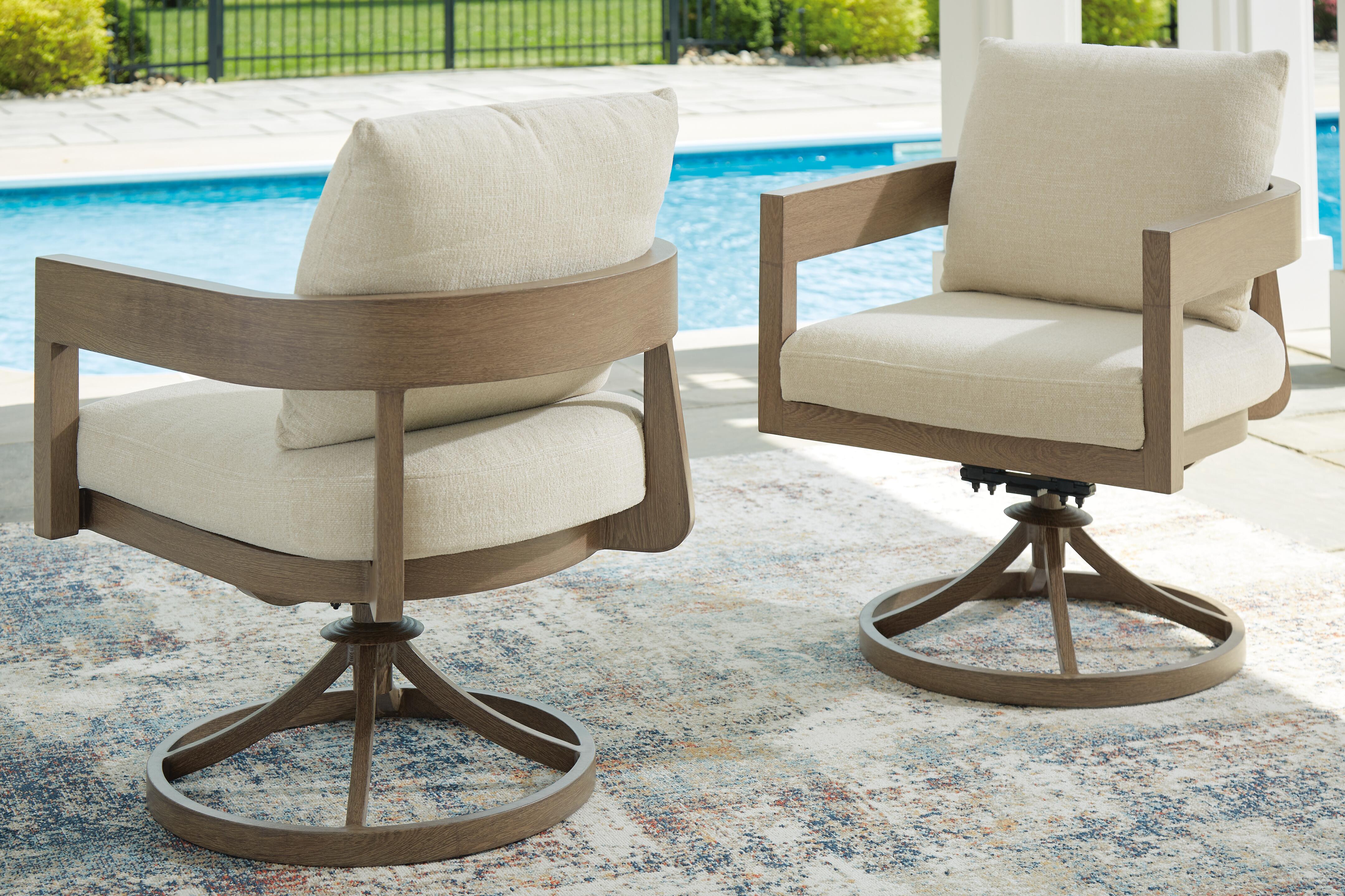 Serene Bay Outdoor Swivel Dining Chair with Cushion (Set of 2) - Image 2