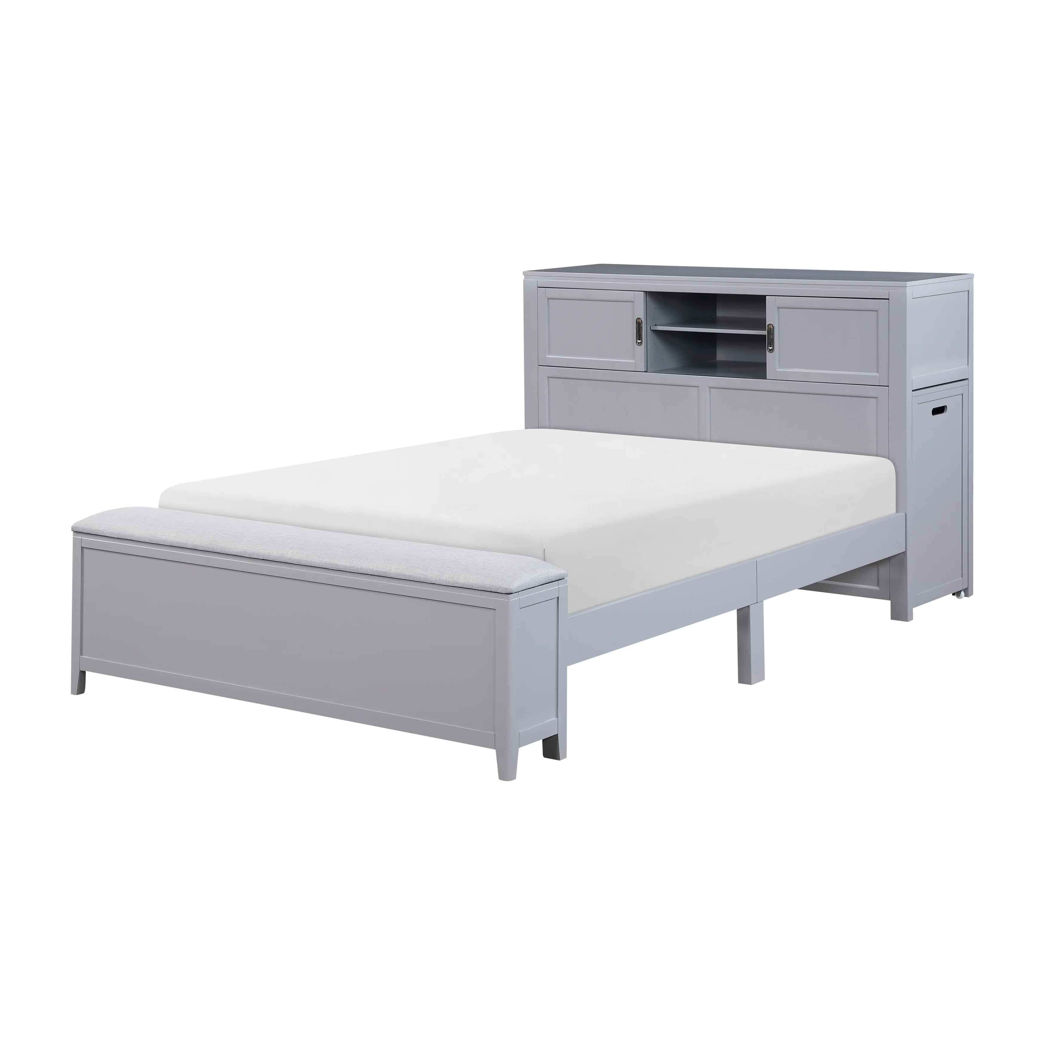 Sloane Full Bookcase Platform Bed With Hidden Desk, Stool And Storage Bench - Image 12
