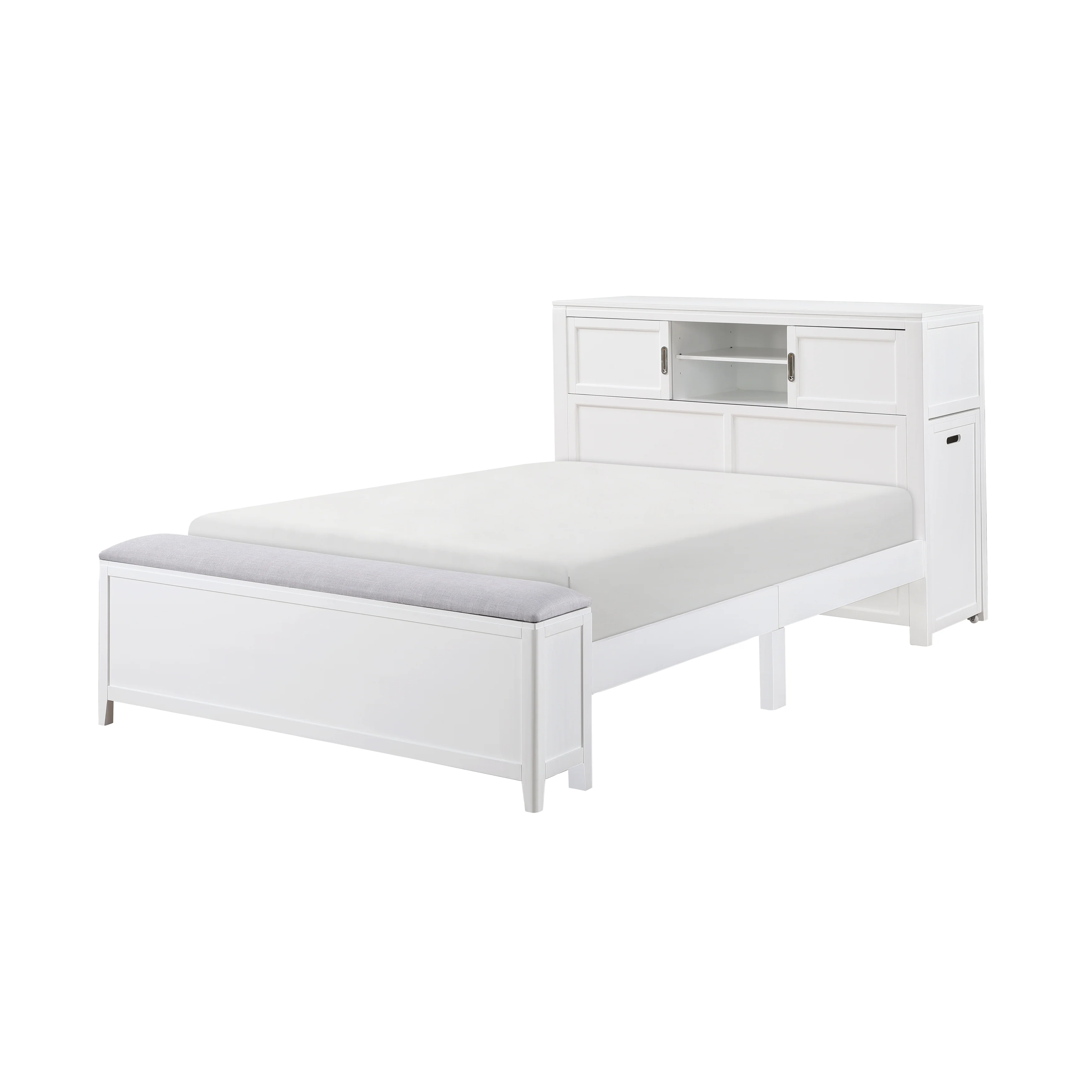 Sloane Full Bookcase Platform Bed With Hidden Desk, Stool And Storage Bench - Image 7