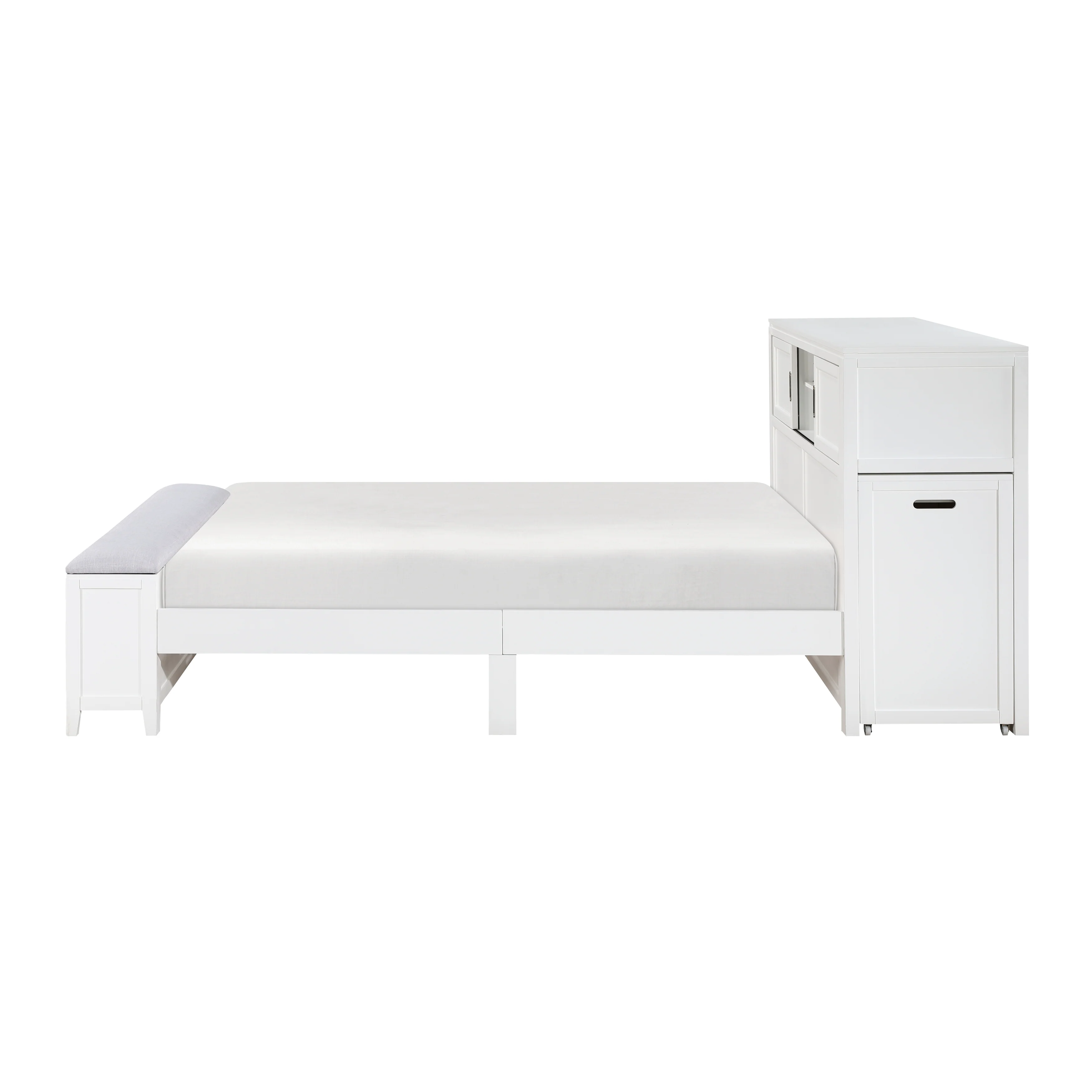 Sloane Full Bookcase Platform Bed With Hidden Desk, Stool And Storage Bench - Image 9