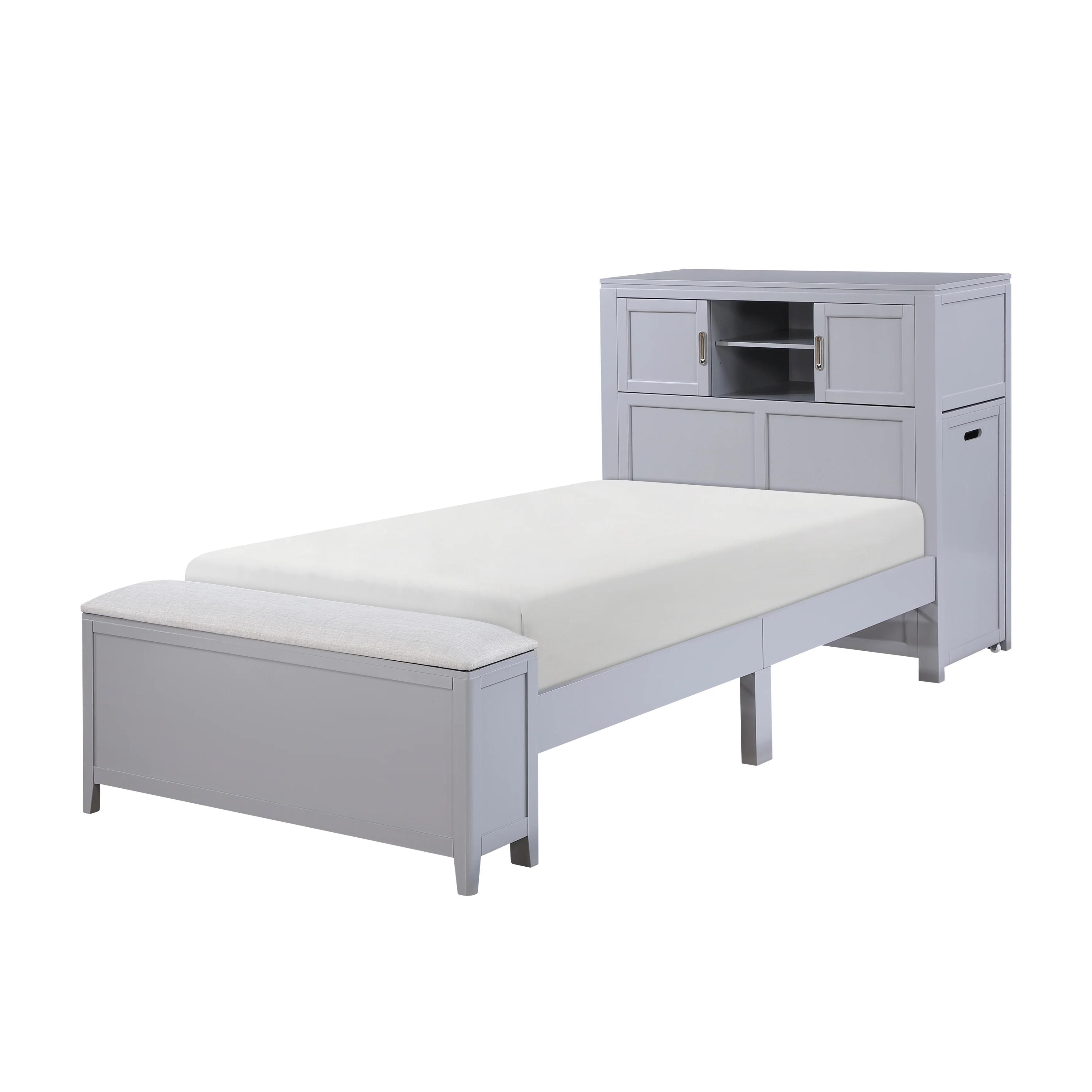 Sloane Twin Bookcase Platform Bed With Hidden Desk, Stool And Storage Bench - Image 12