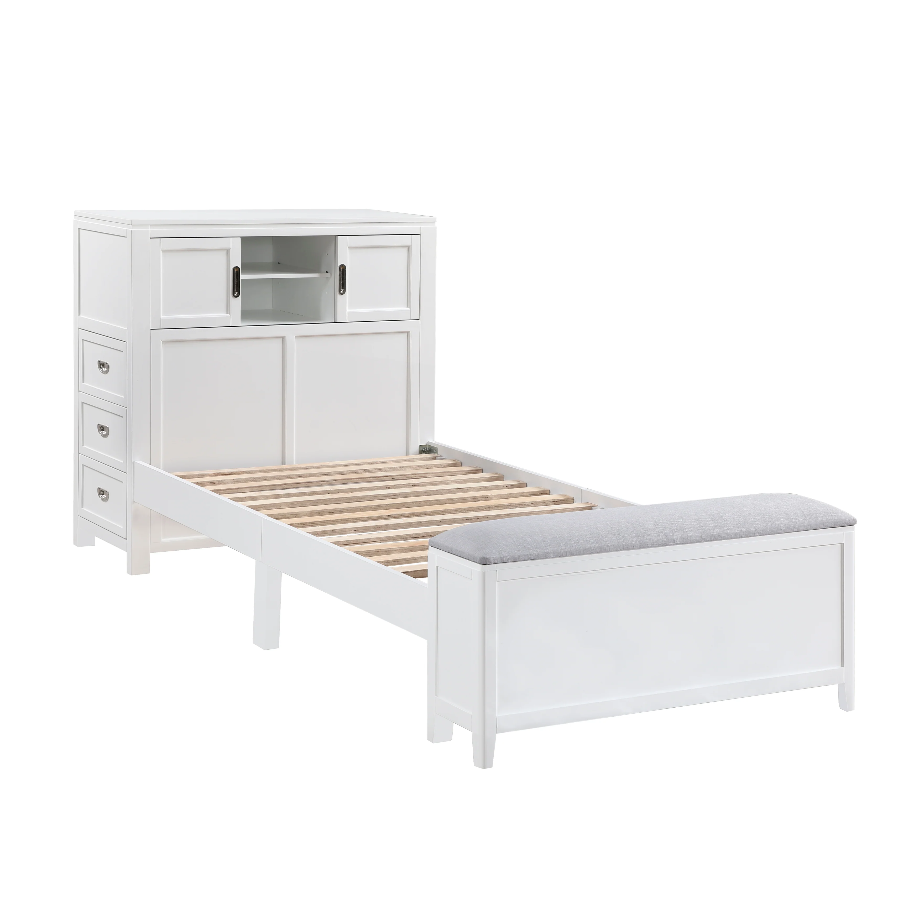 Sloane Twin Bookcase Platform Bed With Hidden Desk, Stool And Storage Bench - Image 6