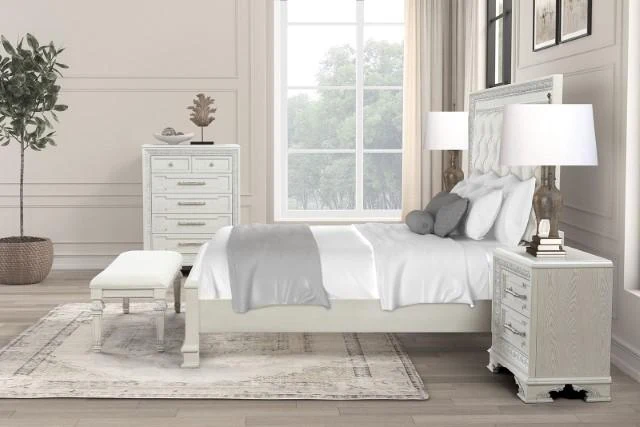 Stella Mia E.King & Queen Bed White & White - Image 6