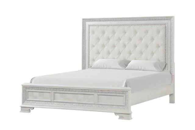 Stella Mia E.King & Queen Bed White & White - Image 7