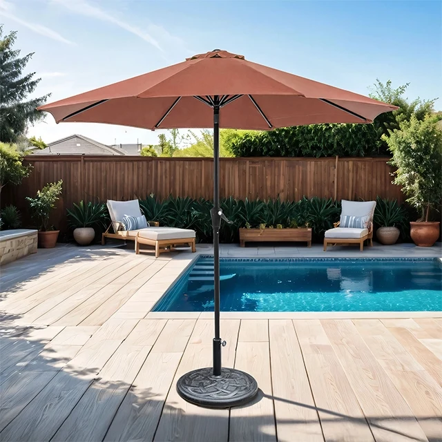Tano 9' Outdoor Umbrella + 21" Round Base
