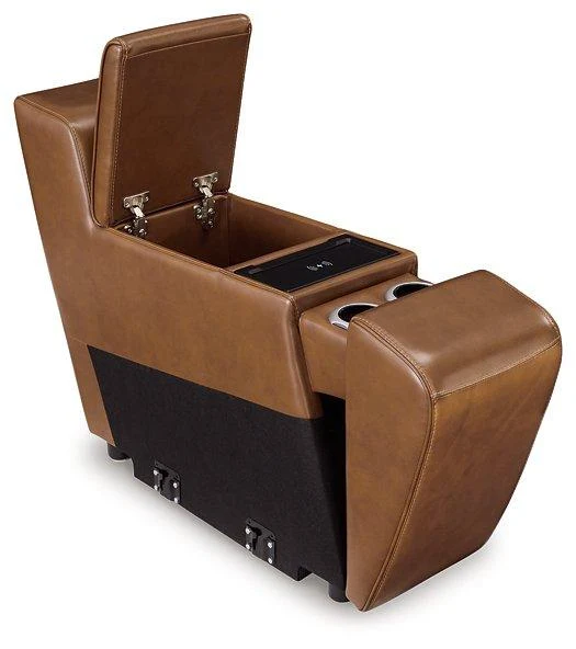 Temmpton Dual Power Leather Reclining Modular Loveseat with Console - Image 4