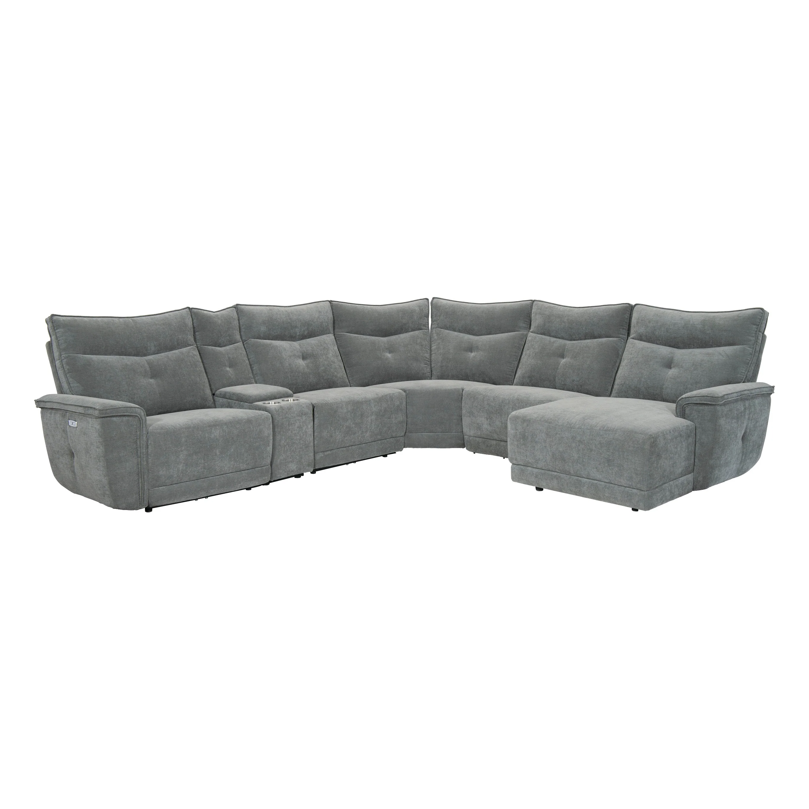 Tesoro 6-piece Modular Power Reclining Sectional With Power Headrests, Right Chaise And USB Ports