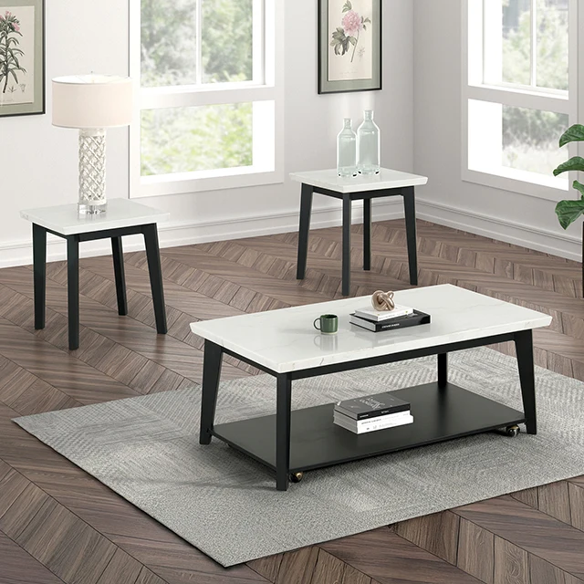Thisted Rectangle Marble Coffee Table w/ Casters - Image 2