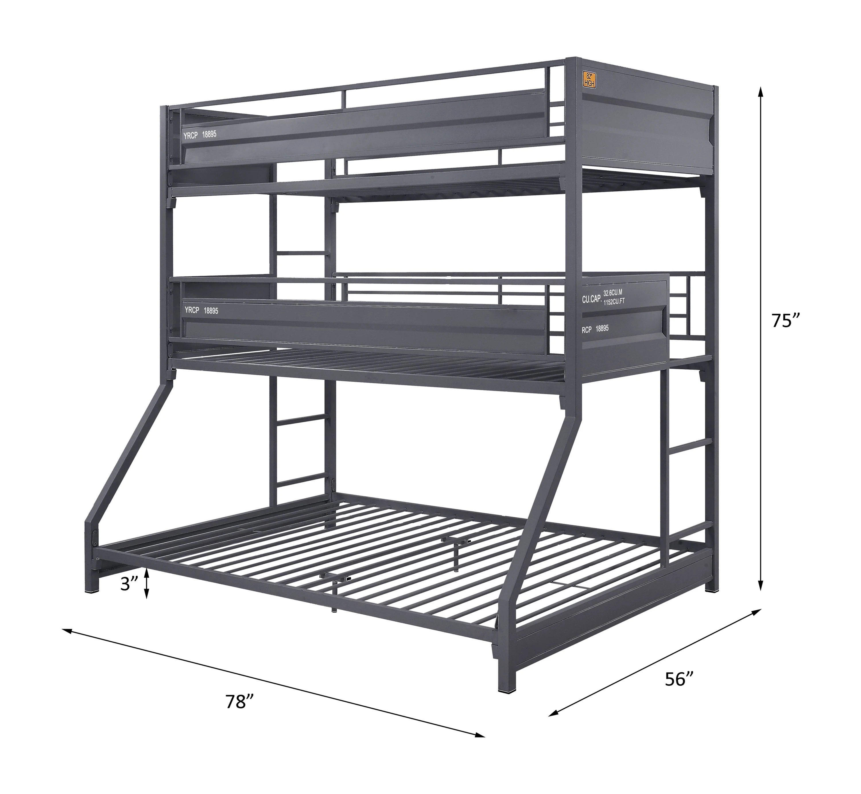 Triple Bunk Bed (T/T/F) - Image 3