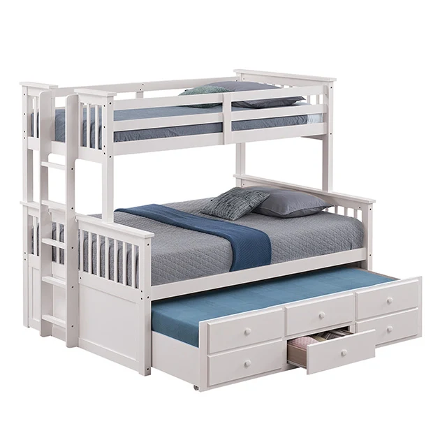 University Twin/Full Bunk Bed Grey, Walnut, & White - Image 3