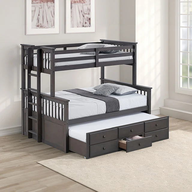 University Twin/Full Bunk Bed Grey, Walnut, & White - Image 5
