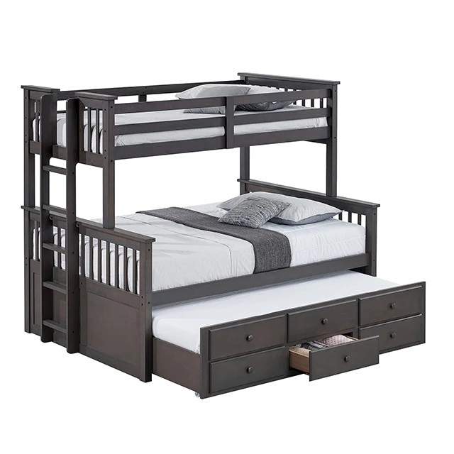 University Twin/Full Bunk Bed Grey, Walnut, & White - Image 6