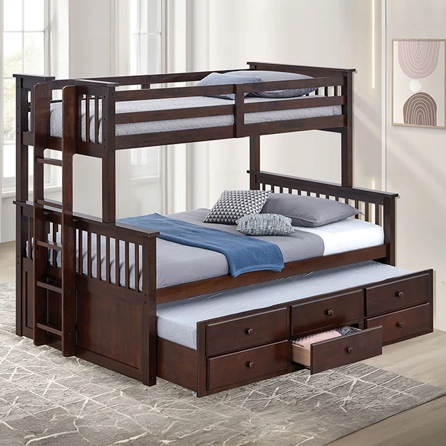 University Twin/Full Bunk Bed Grey, Walnut, & White - Image 7
